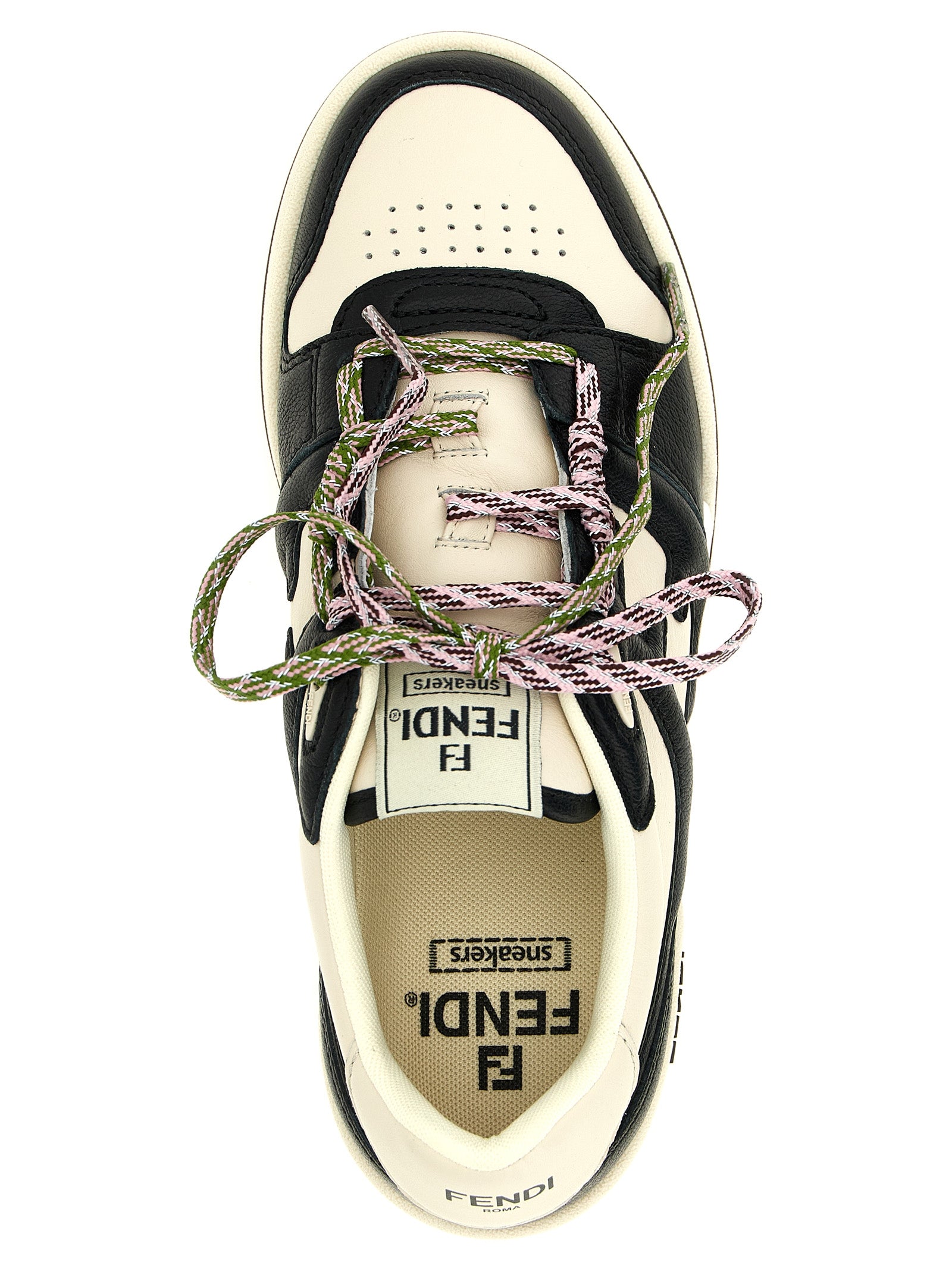 Fendi White Black Athletic Sneakers Calf Leather