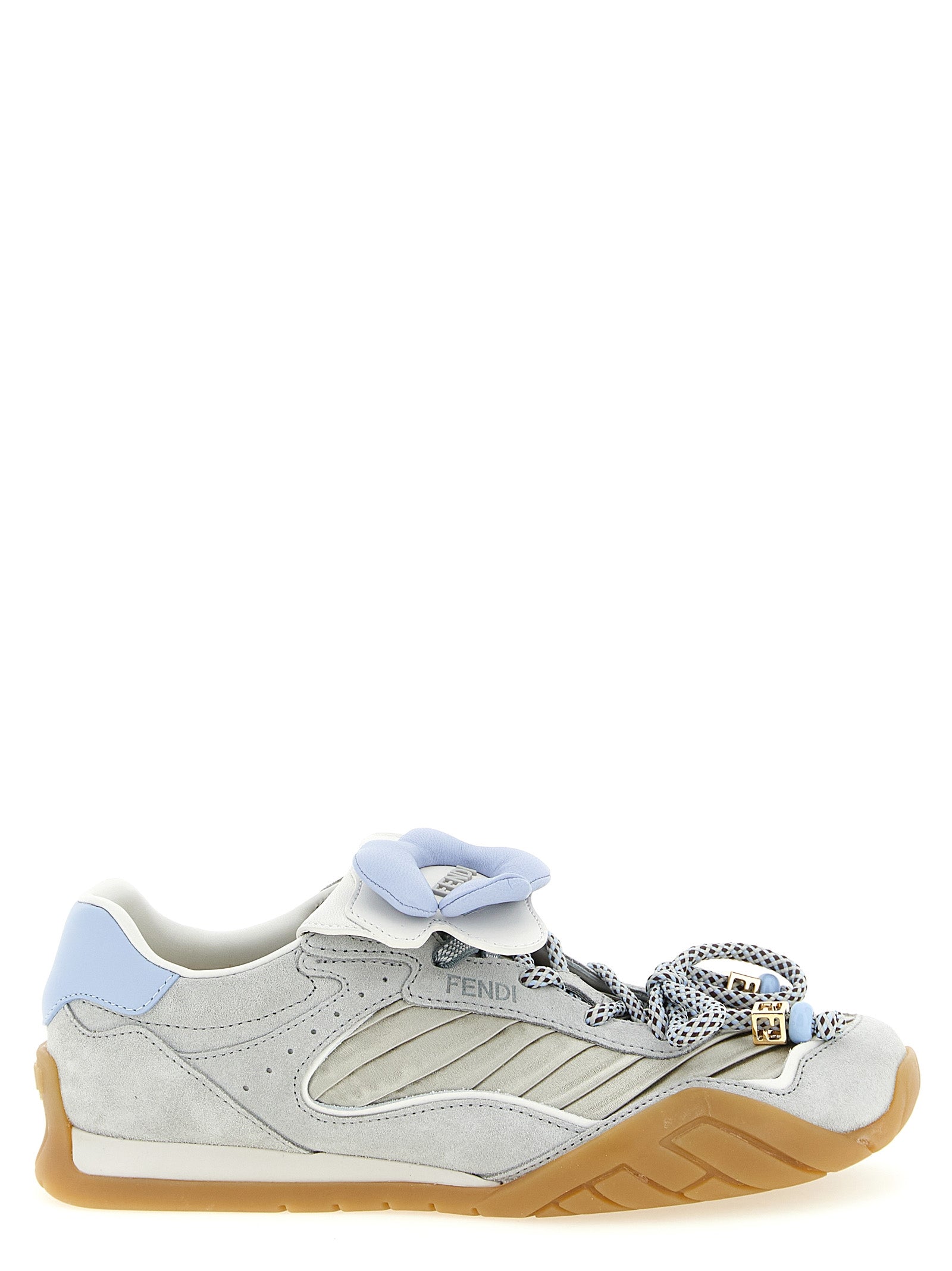 Fendi Gray Wave Pulse Athletic Sneakers Leather