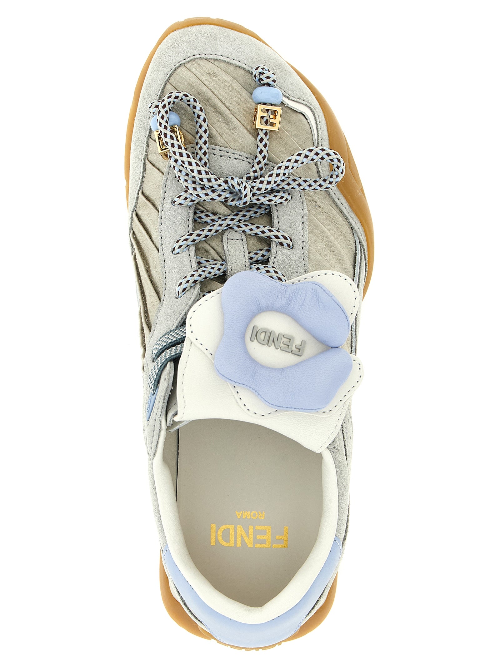 Fendi Gray Wave Pulse Athletic Sneakers Leather