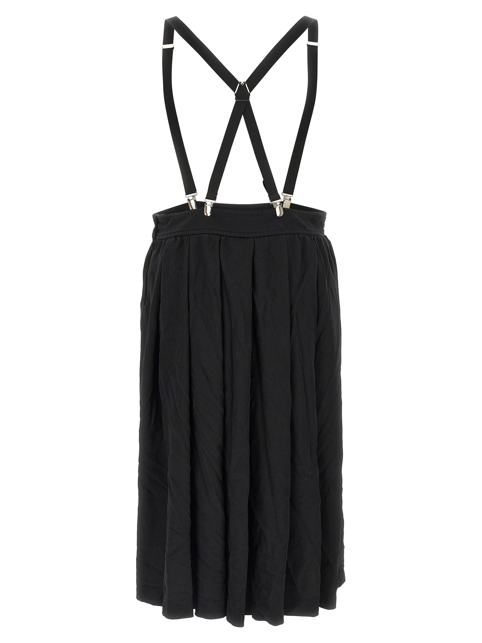 Black Polyester Midi Skirt