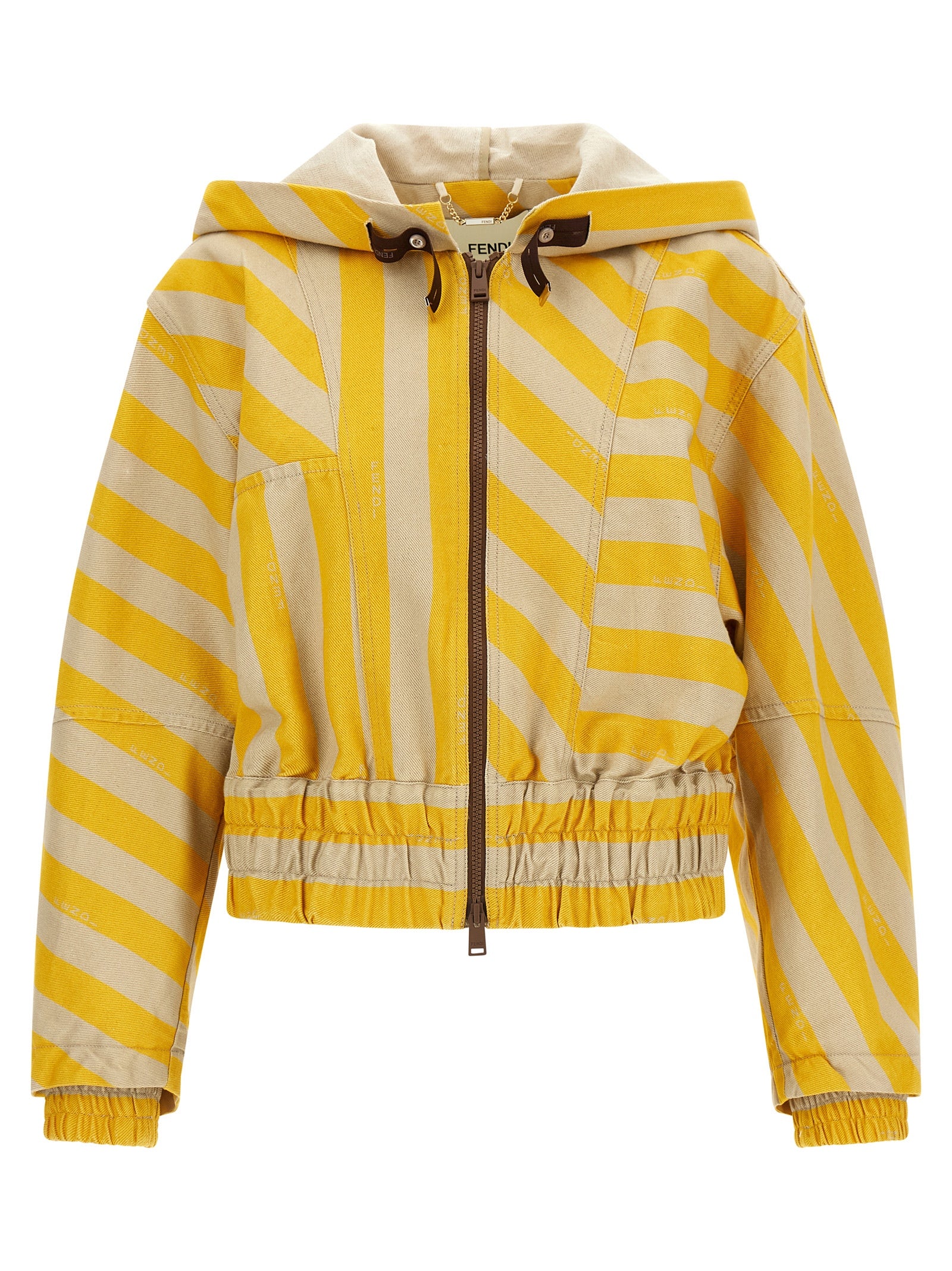 Fendi Yellow Bicolor Cotton Linen Jacket