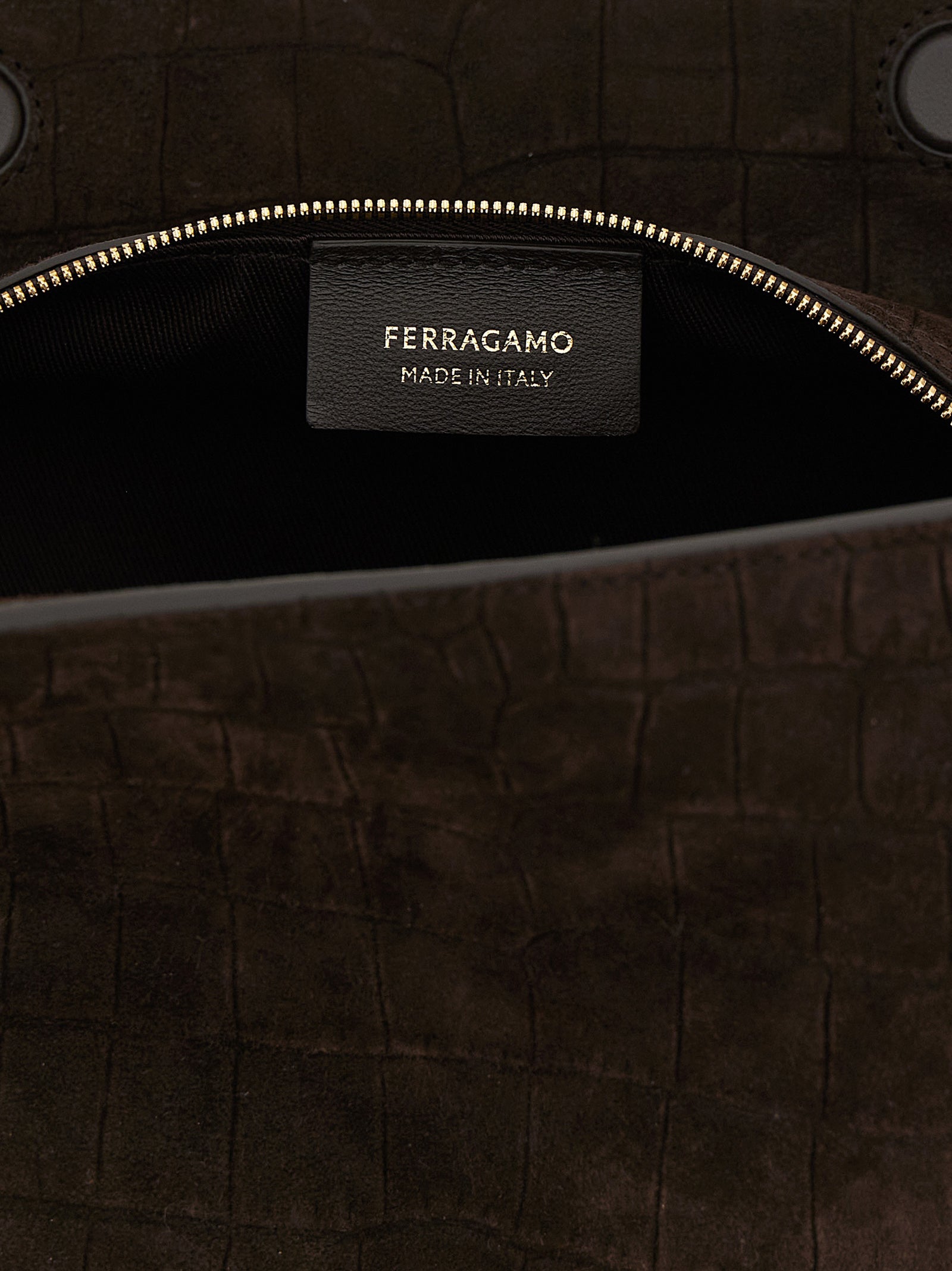Ferragamo Brown Shoulder Bag Goat Leather