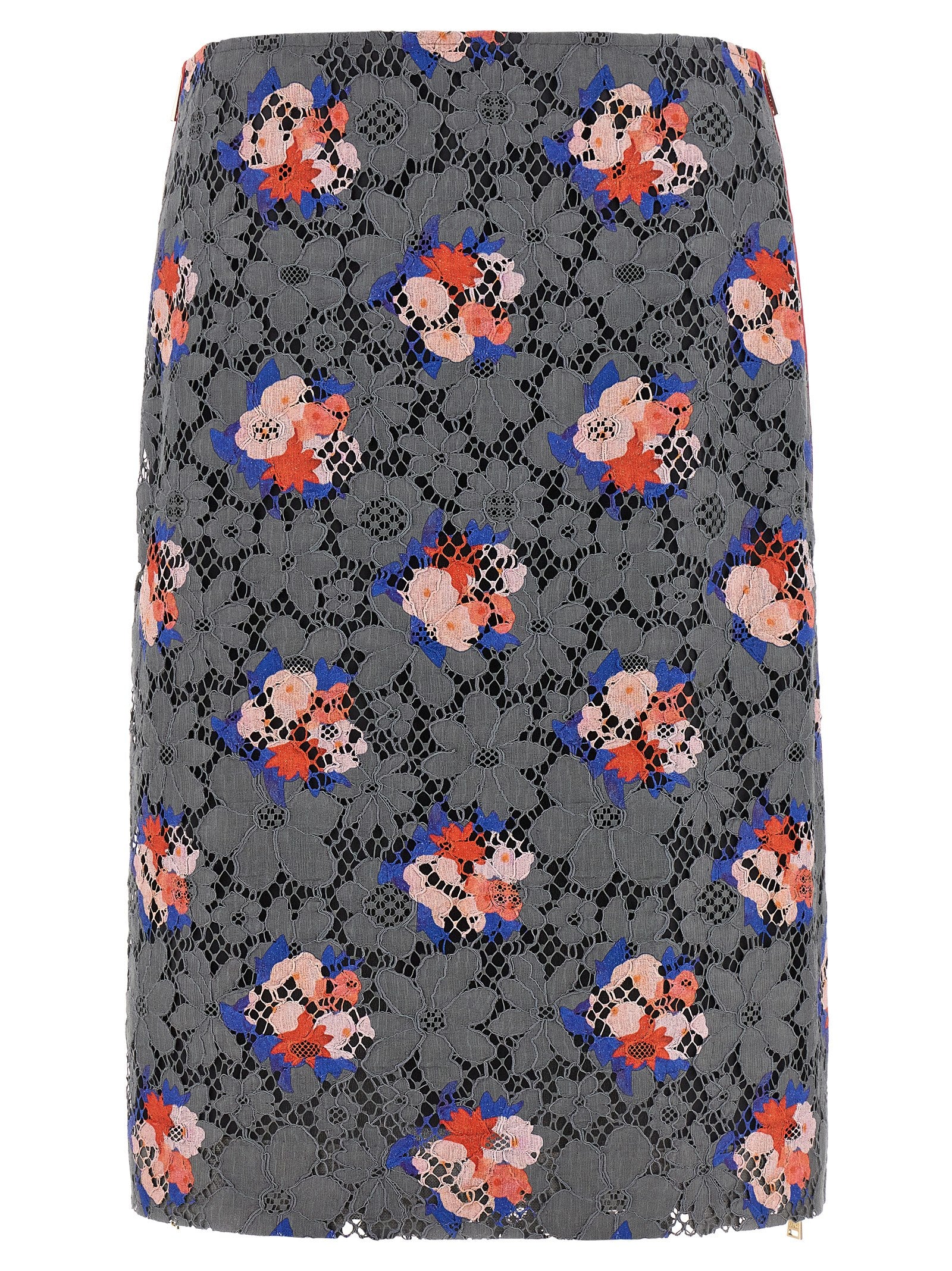 Fendi Gray Lace Midi Skirt Cotton Nylon