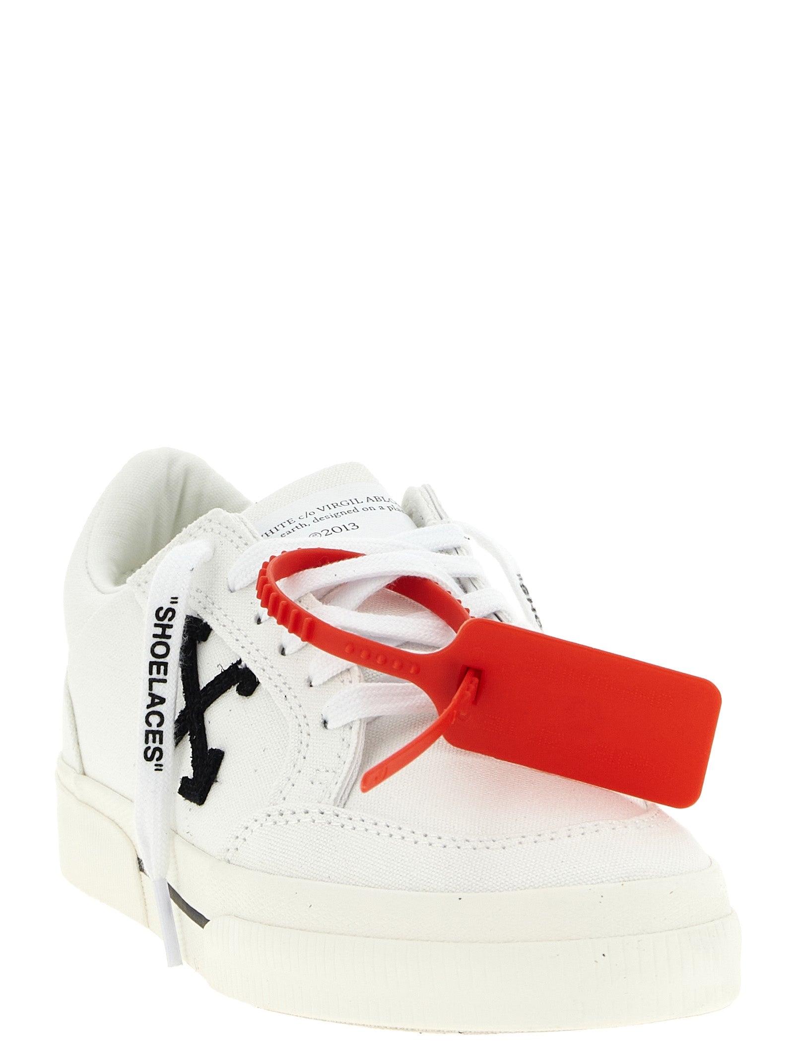 Off-White White Black Low Top Cotton Leather Sneakers