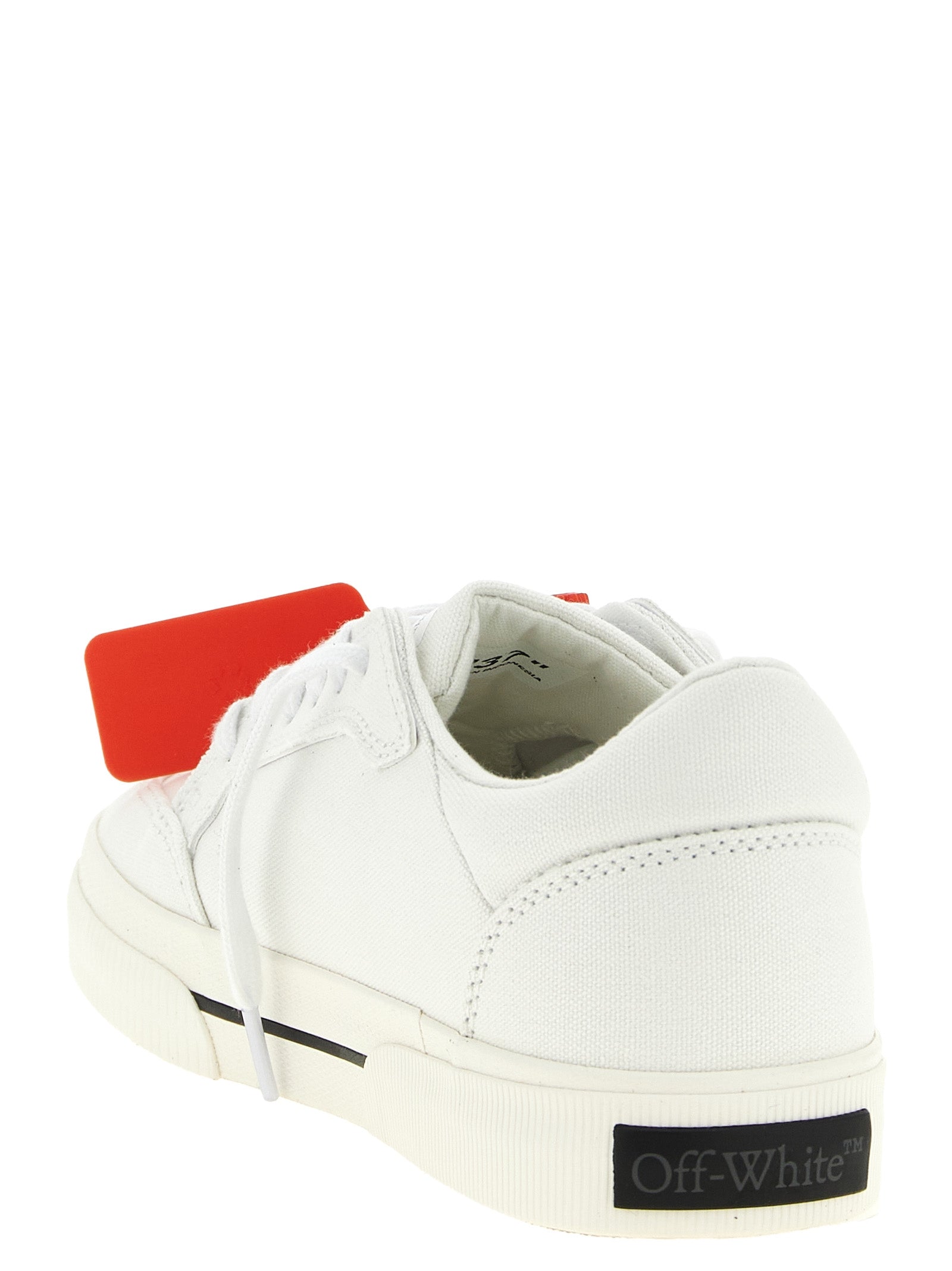 Off-White White Black Low Top Cotton Leather Sneakers