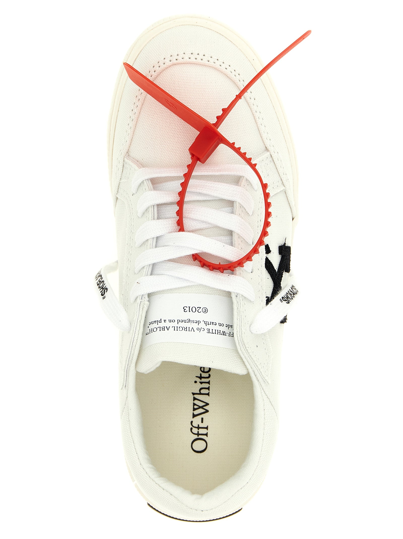 Off-White White Black Low Top Cotton Leather Sneakers