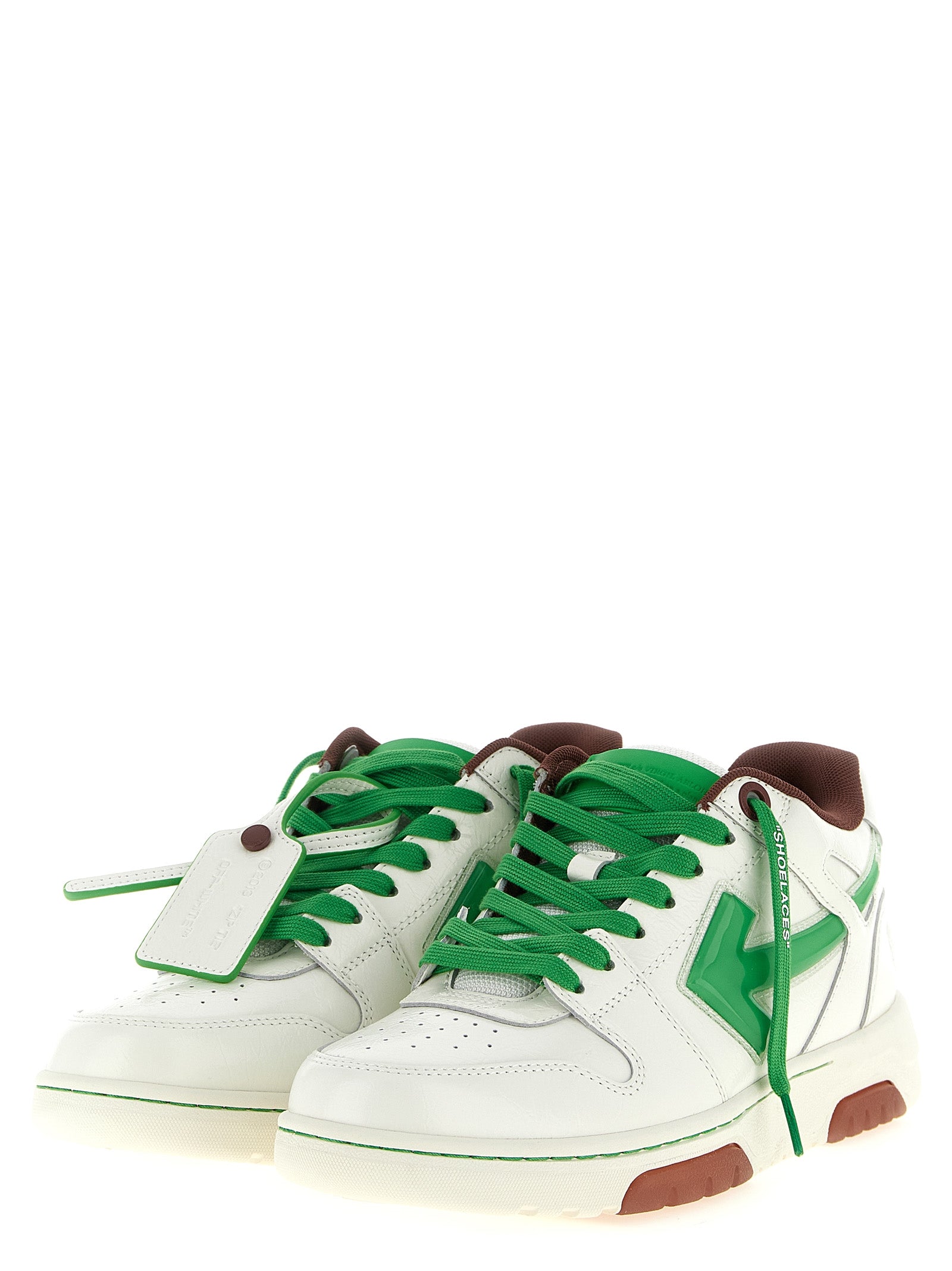 Off-White Green Leather Athletic Sneakers