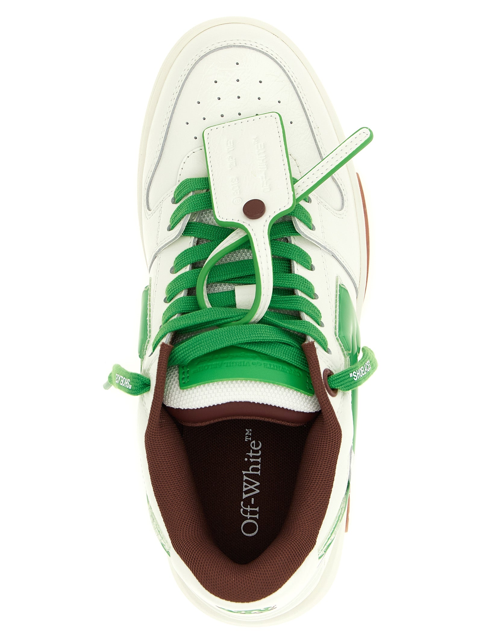 Off-White Green Leather Athletic Sneakers