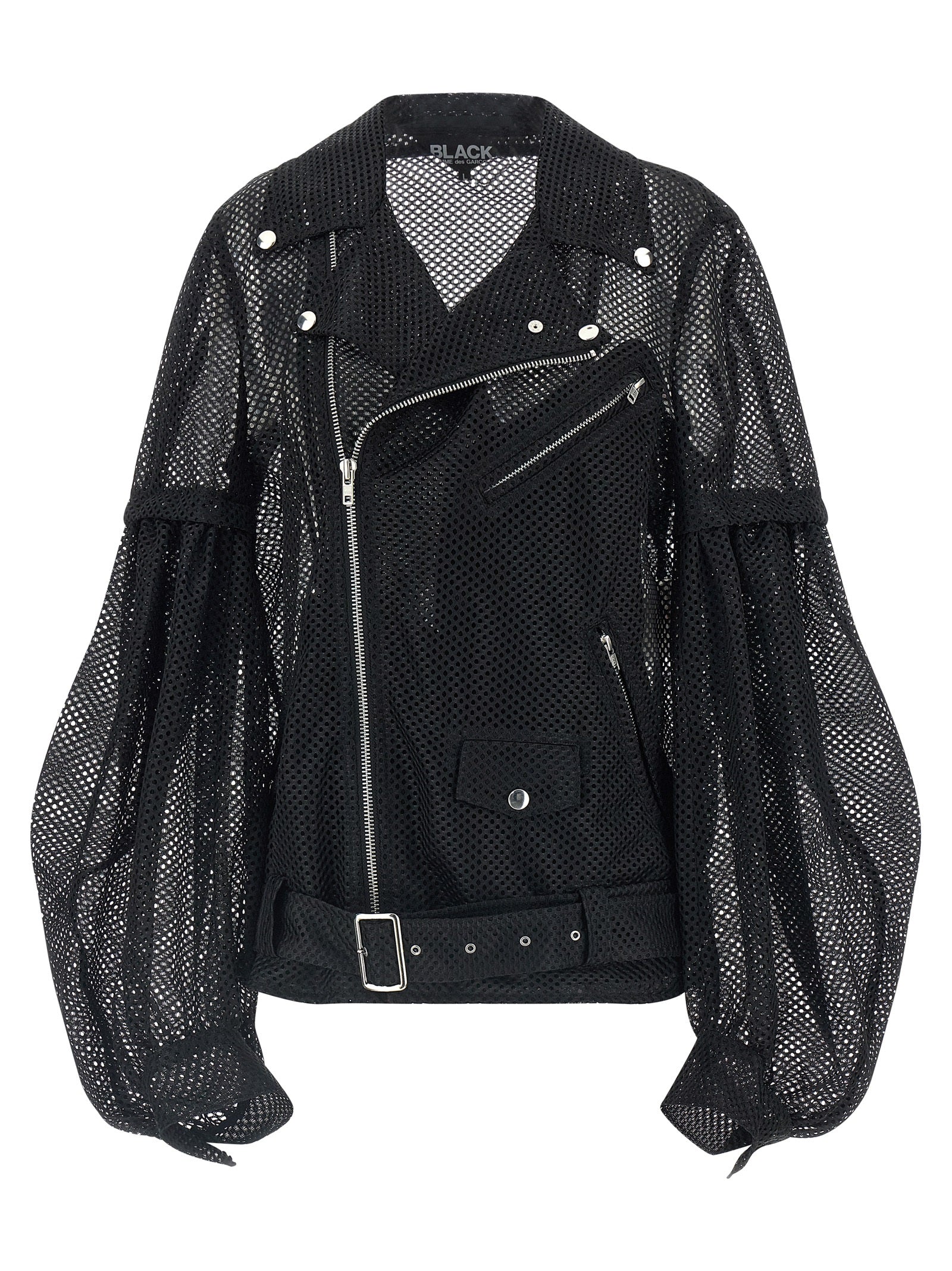 Black Polyester Biker Jacket