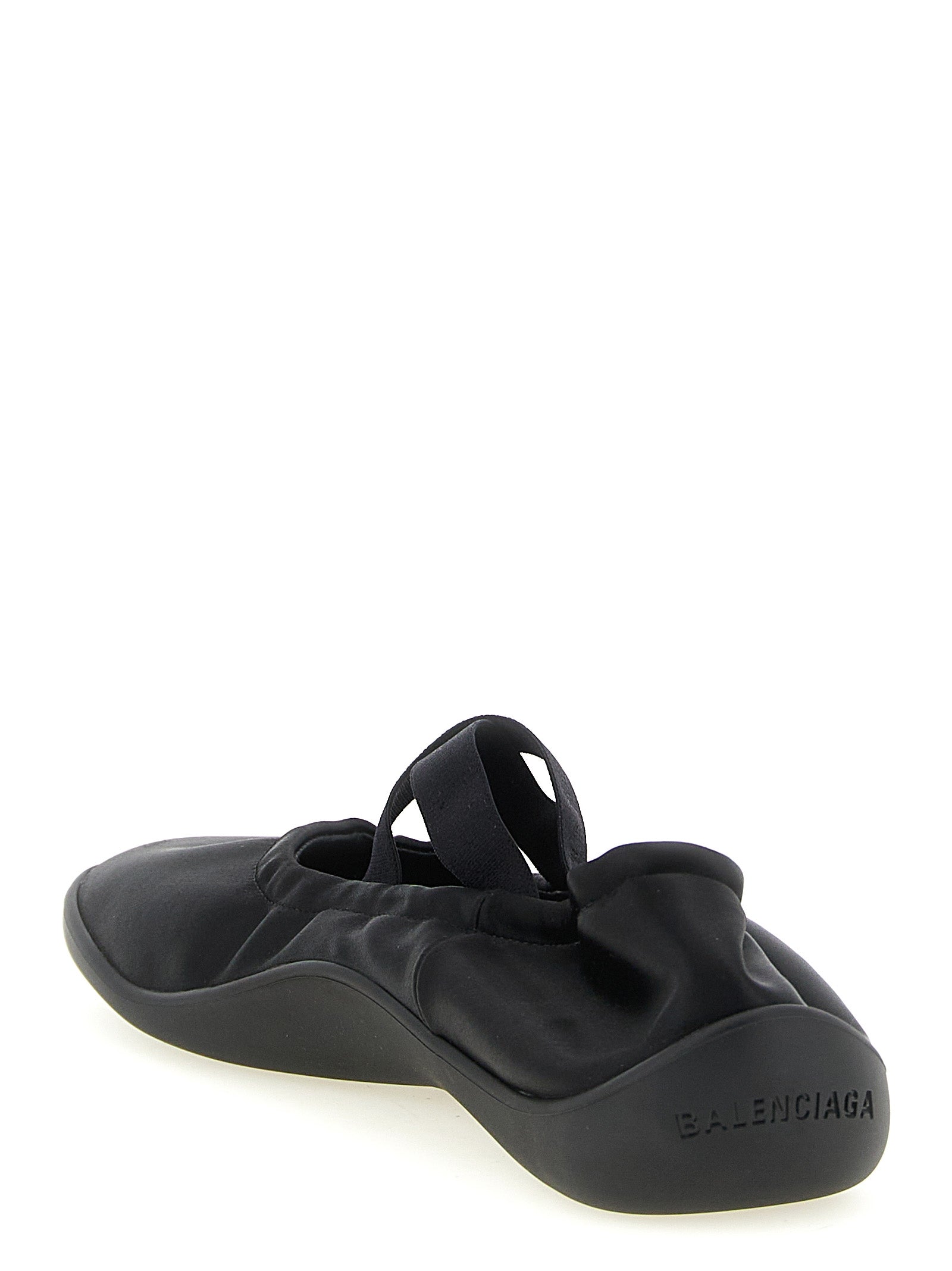 Balenciaga Black Shibuya Satin Ballet Flats Polyester