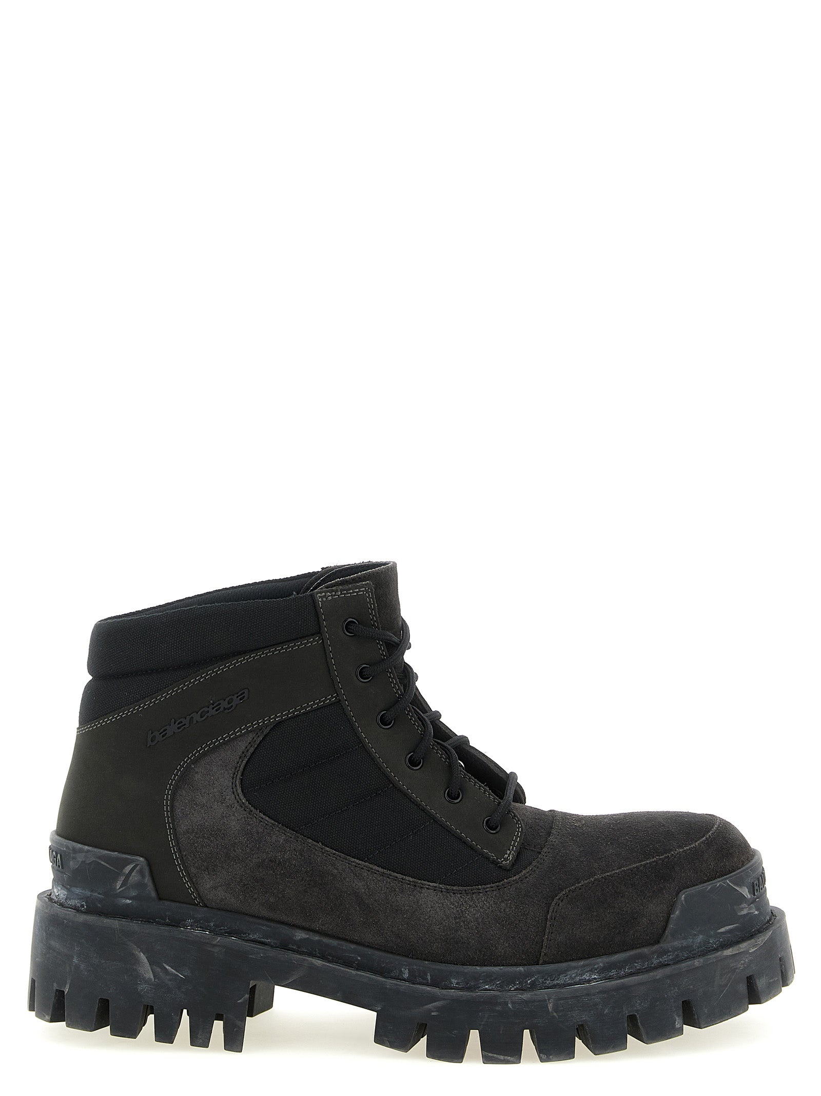 Balenciaga Brown Combat Strike Calf Leather Ankle Boots