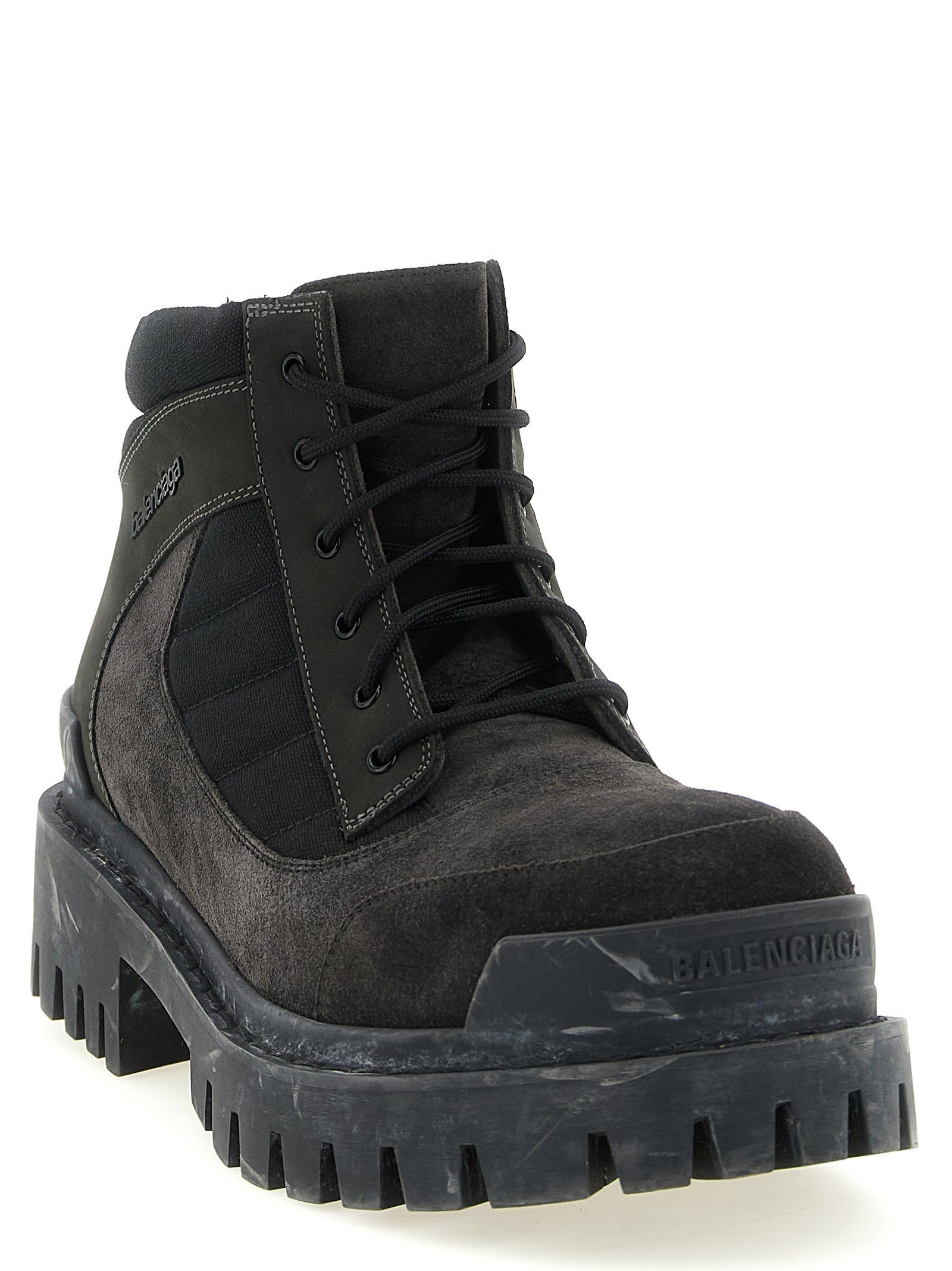 Balenciaga Brown Combat Strike Calf Leather Ankle Boots