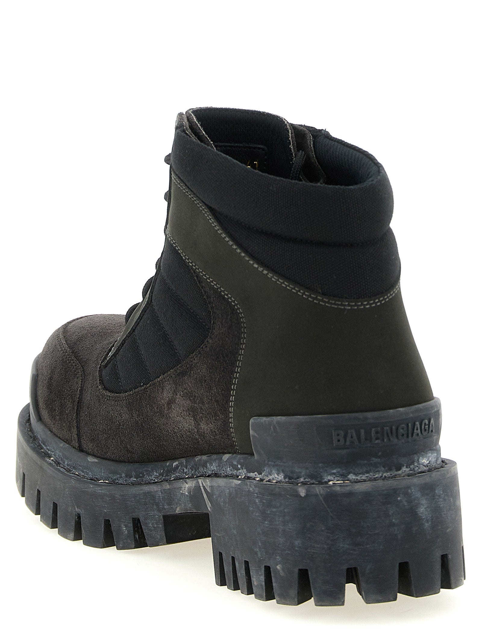 Balenciaga Brown Combat Strike Calf Leather Ankle Boots