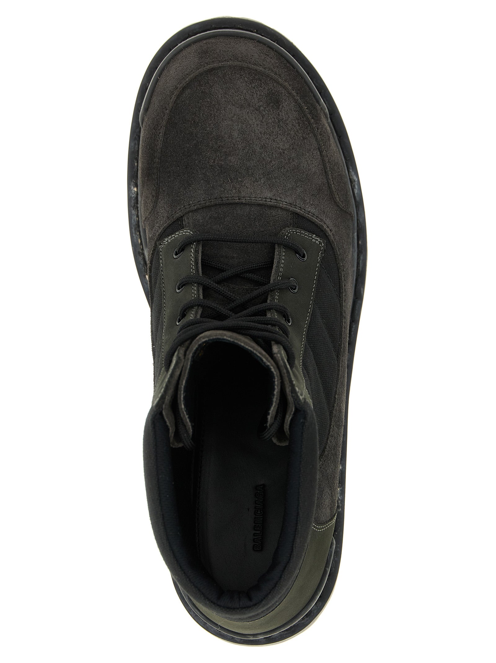 Balenciaga Brown Combat Strike Calf Leather Ankle Boots