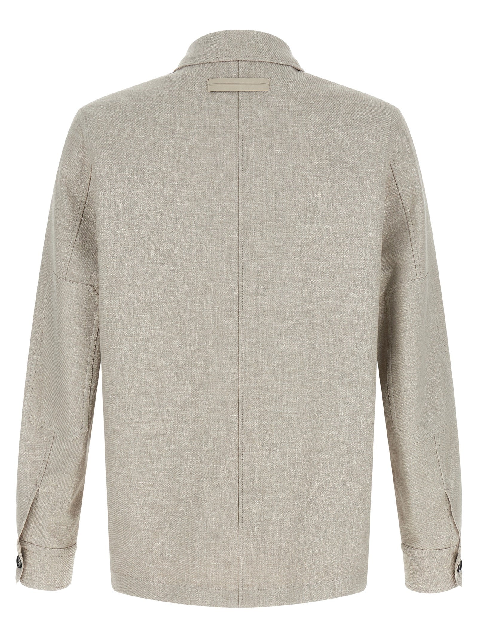 ZEGNA Gray Linen Wool Silk Overshirt