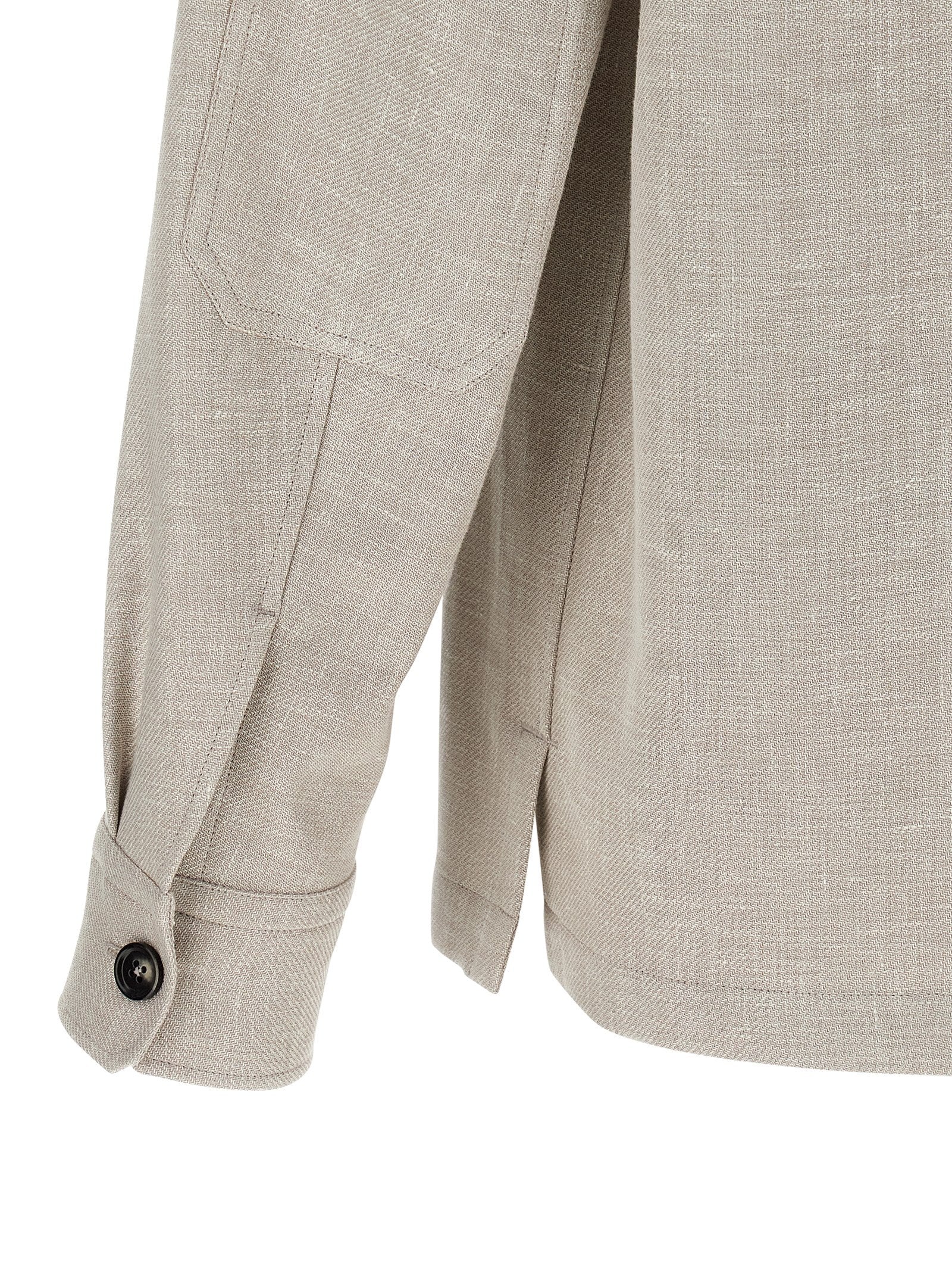 ZEGNA Gray Linen Wool Silk Overshirt