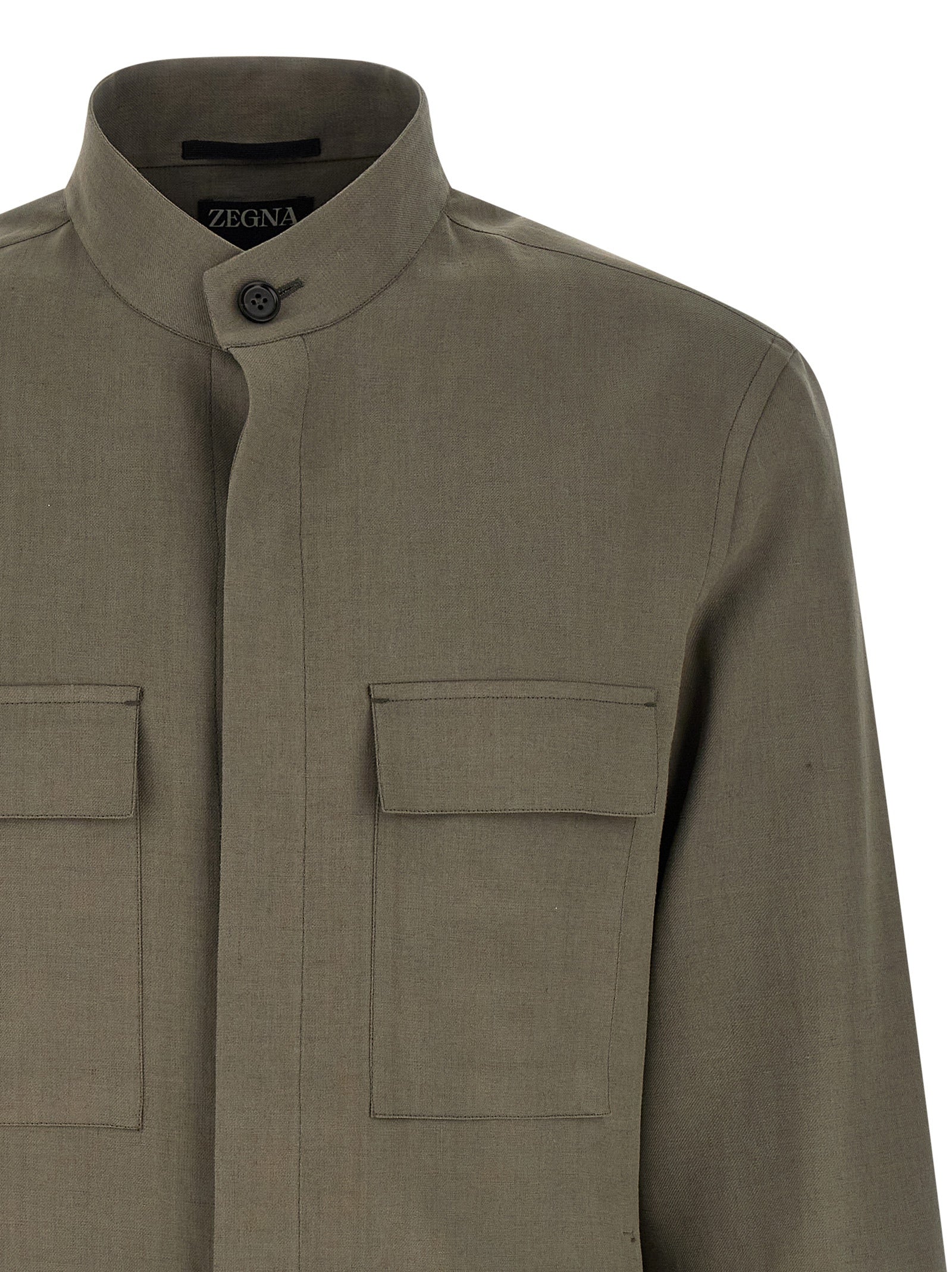 Zegna Gray Oasi Lino Linen Overshirt