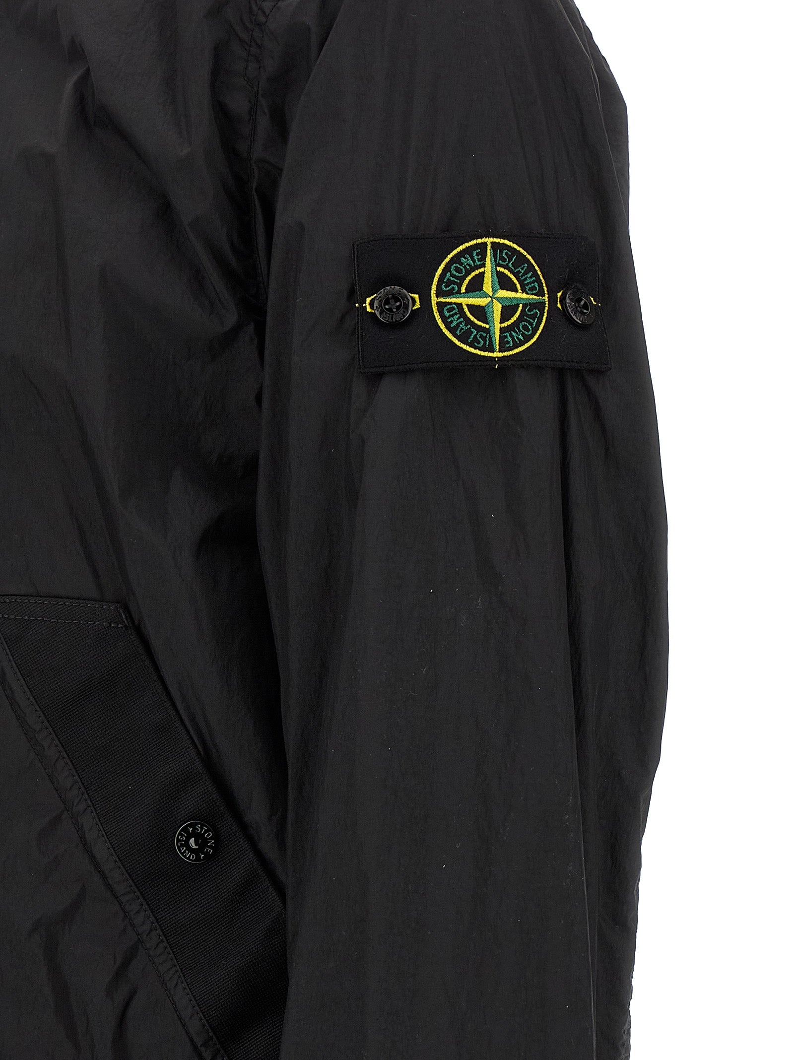 Stone Island Black Nylon Full-Length Jacket