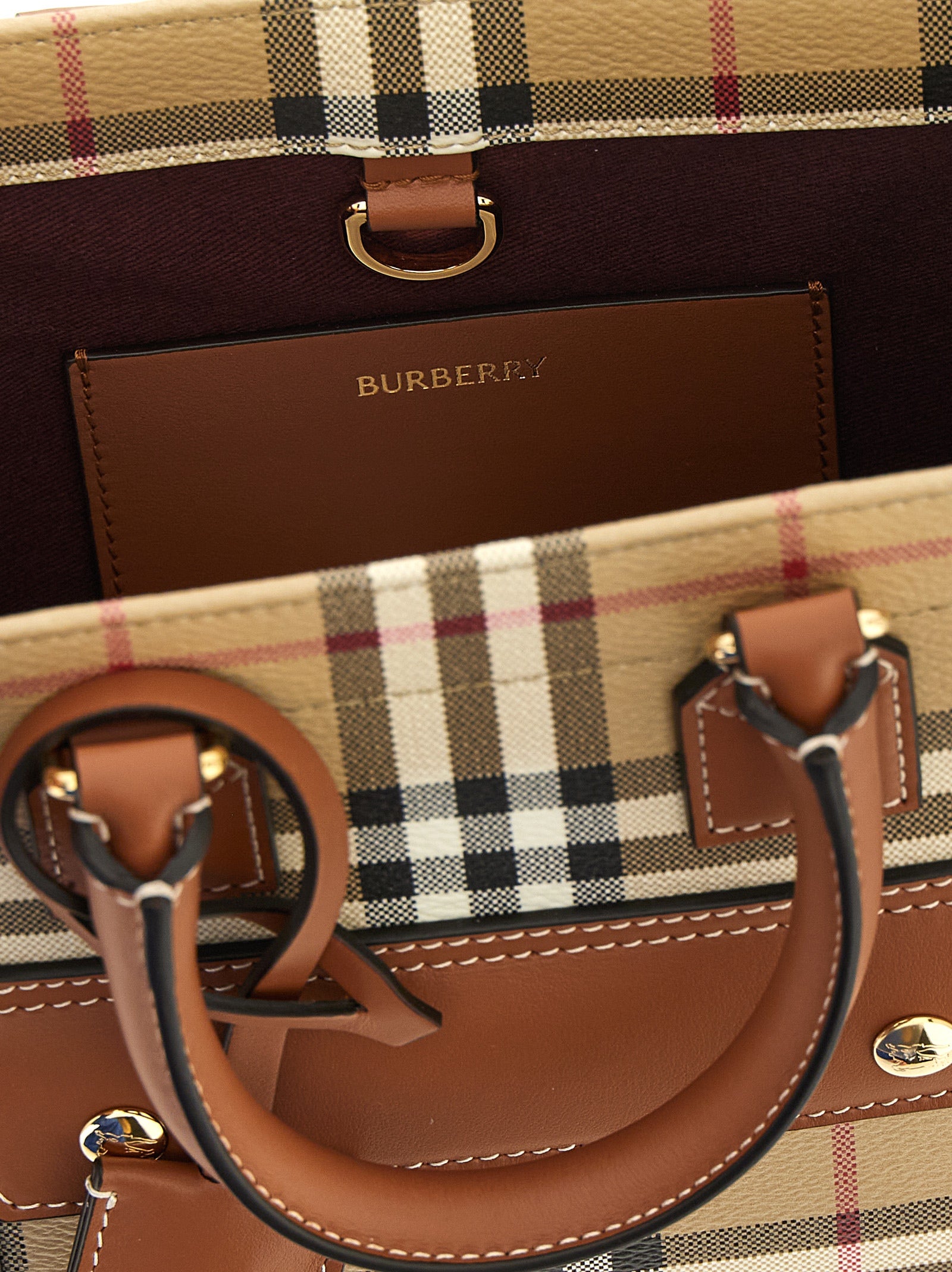 Burberry Beige Freya Mini Synthetic Tote Bag