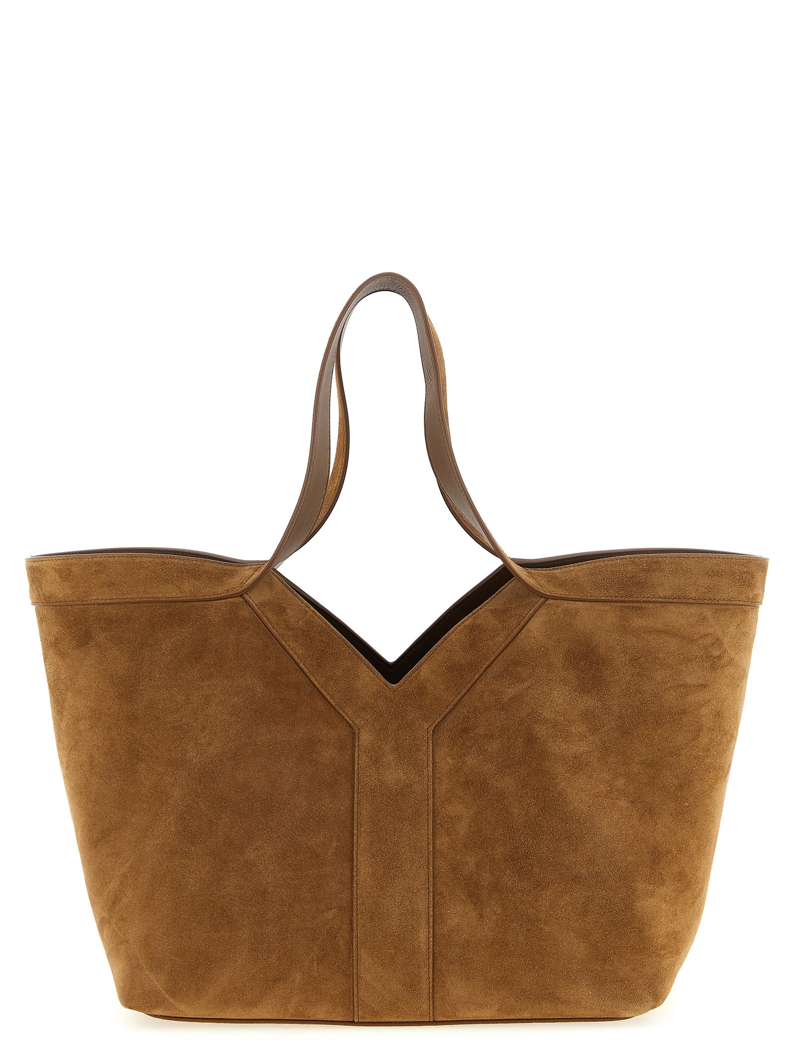 Saint Laurent Brown Small Suede Y Tote Calf Leather