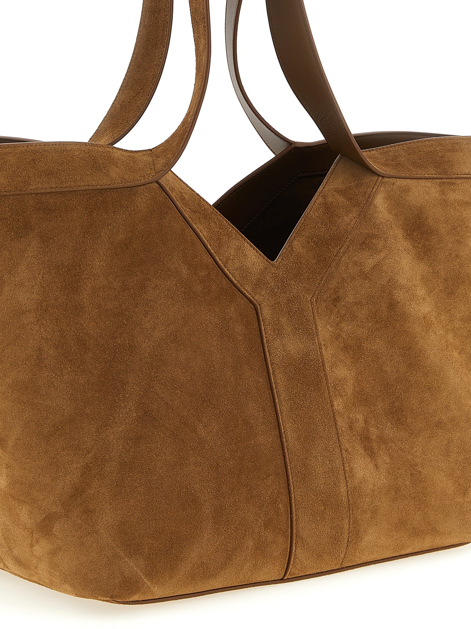 Saint Laurent Brown Small Suede Y Tote Calf Leather