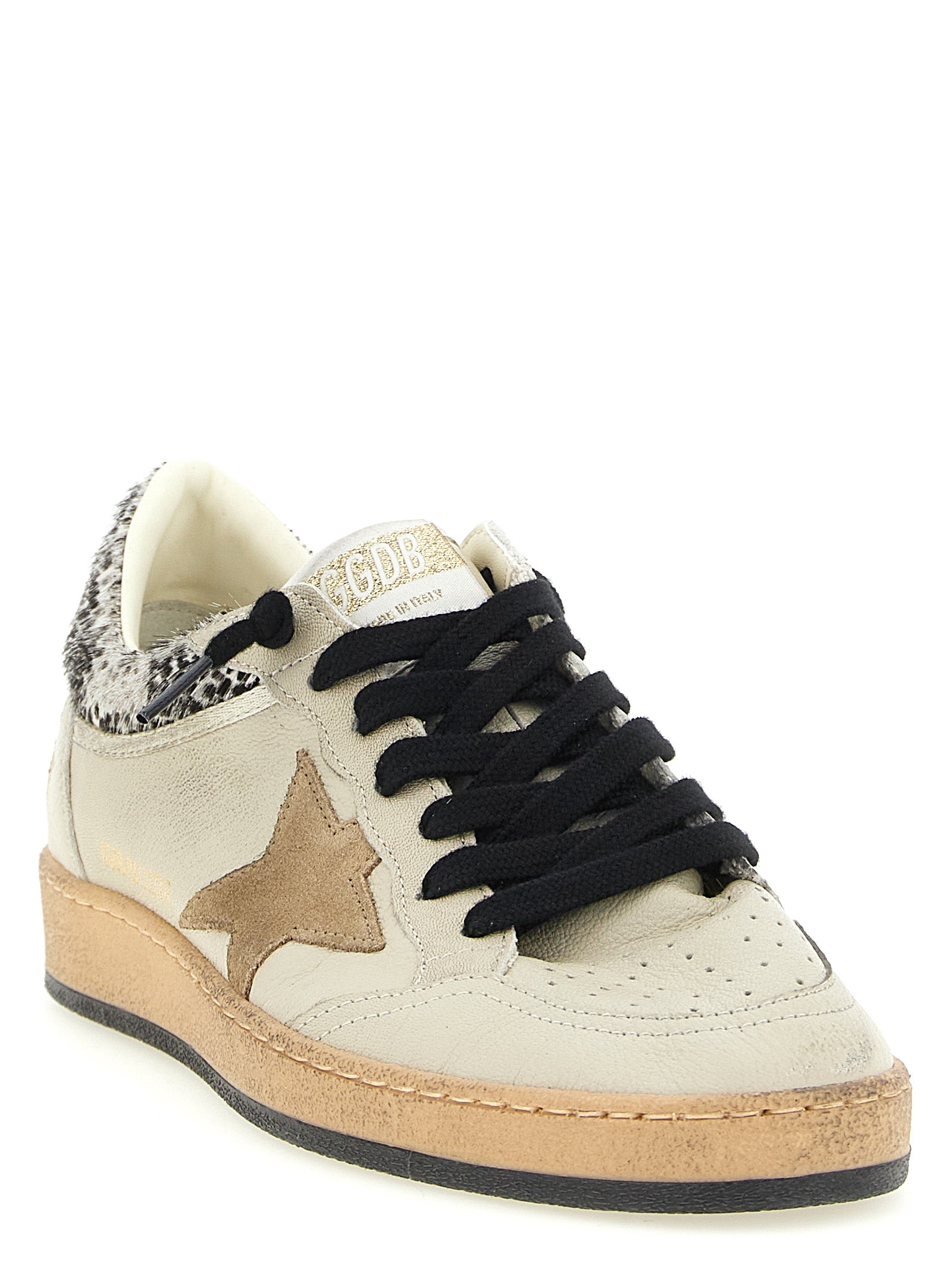 Golden Goose Beige Ball Star Low Top Leather Sneakers