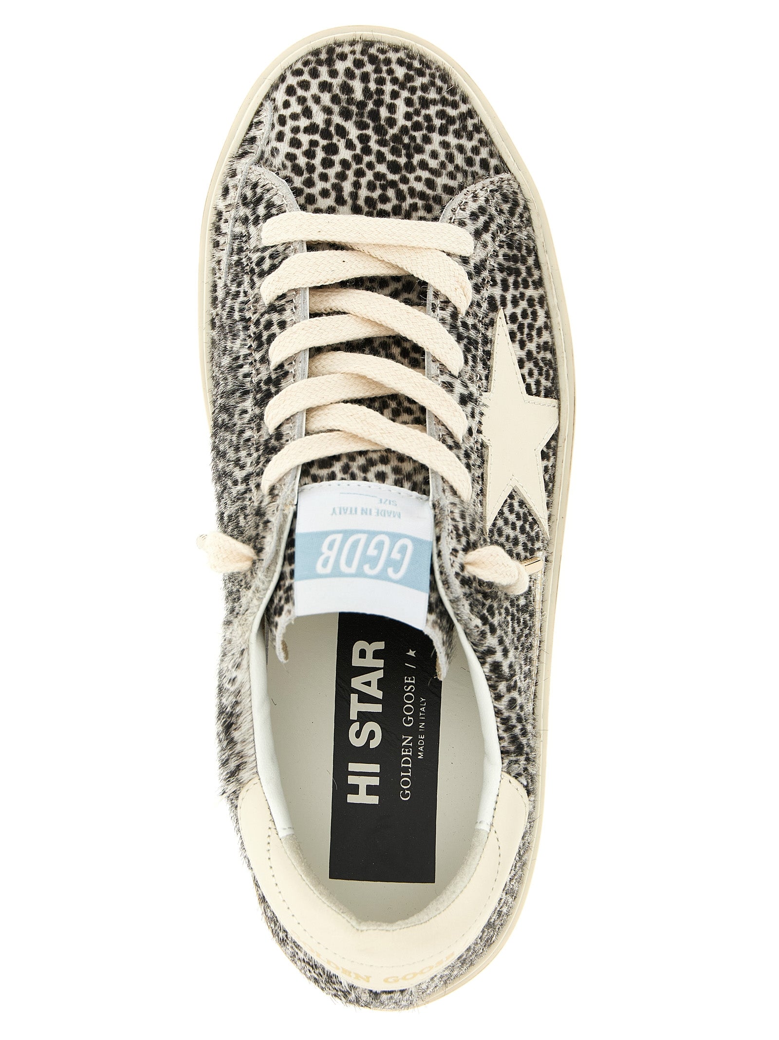 Golden Goose White Black Hi Star Leather Sneakers