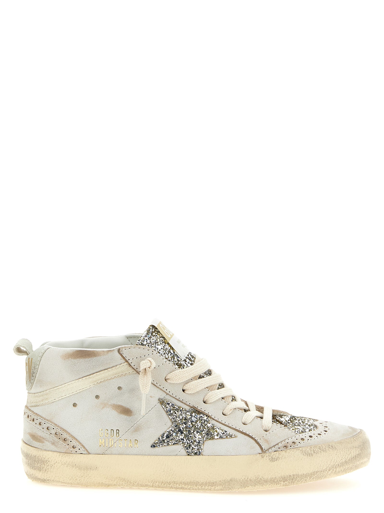 Golden Goose Beige Mid Star Leather High Top Sneakers