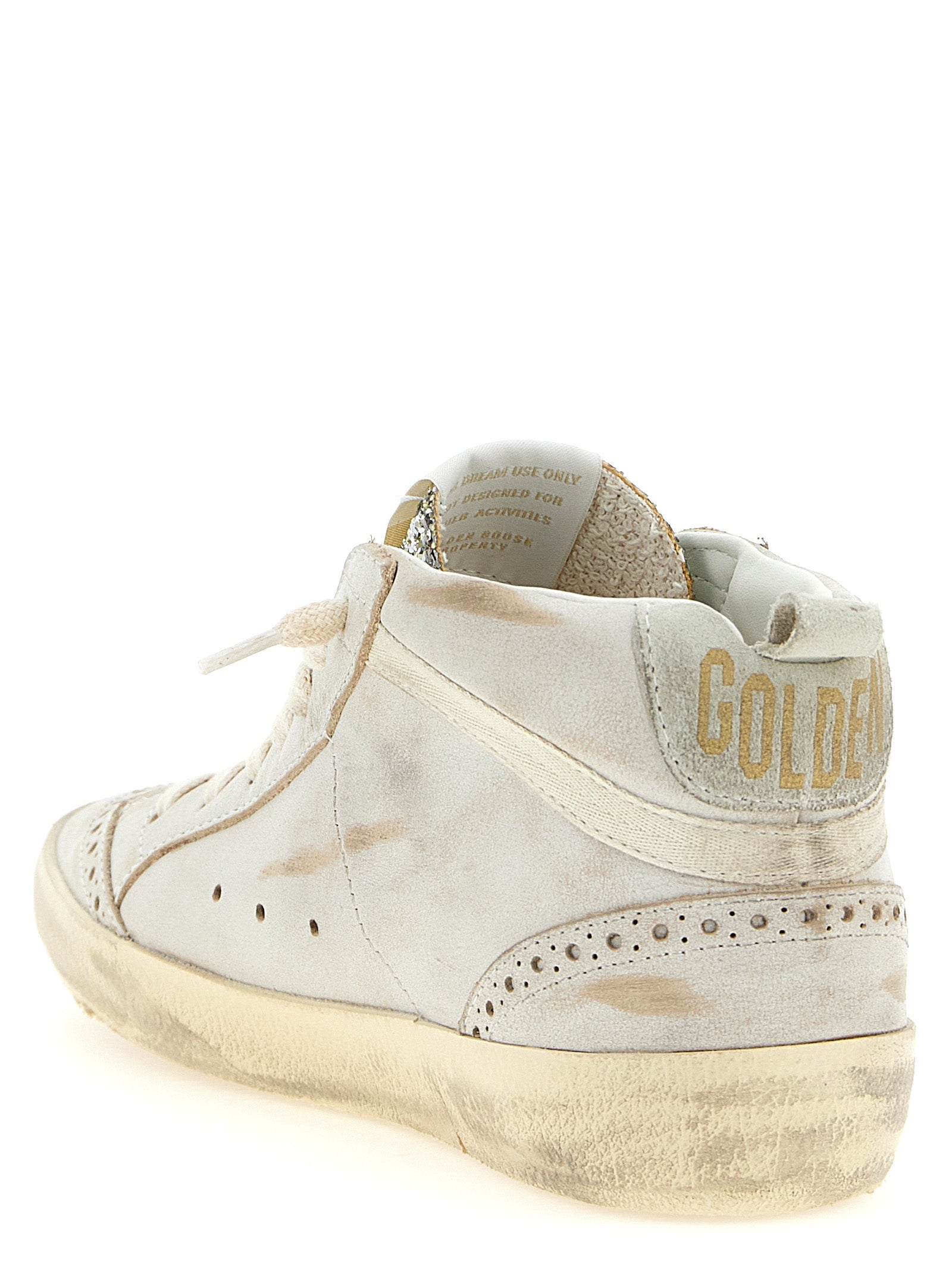 Golden Goose Beige Mid Star Leather High Top Sneakers