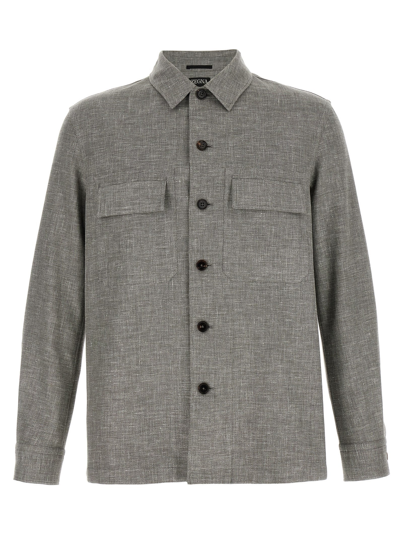 Zegna Beige Linen Wool Silk Overshirt
