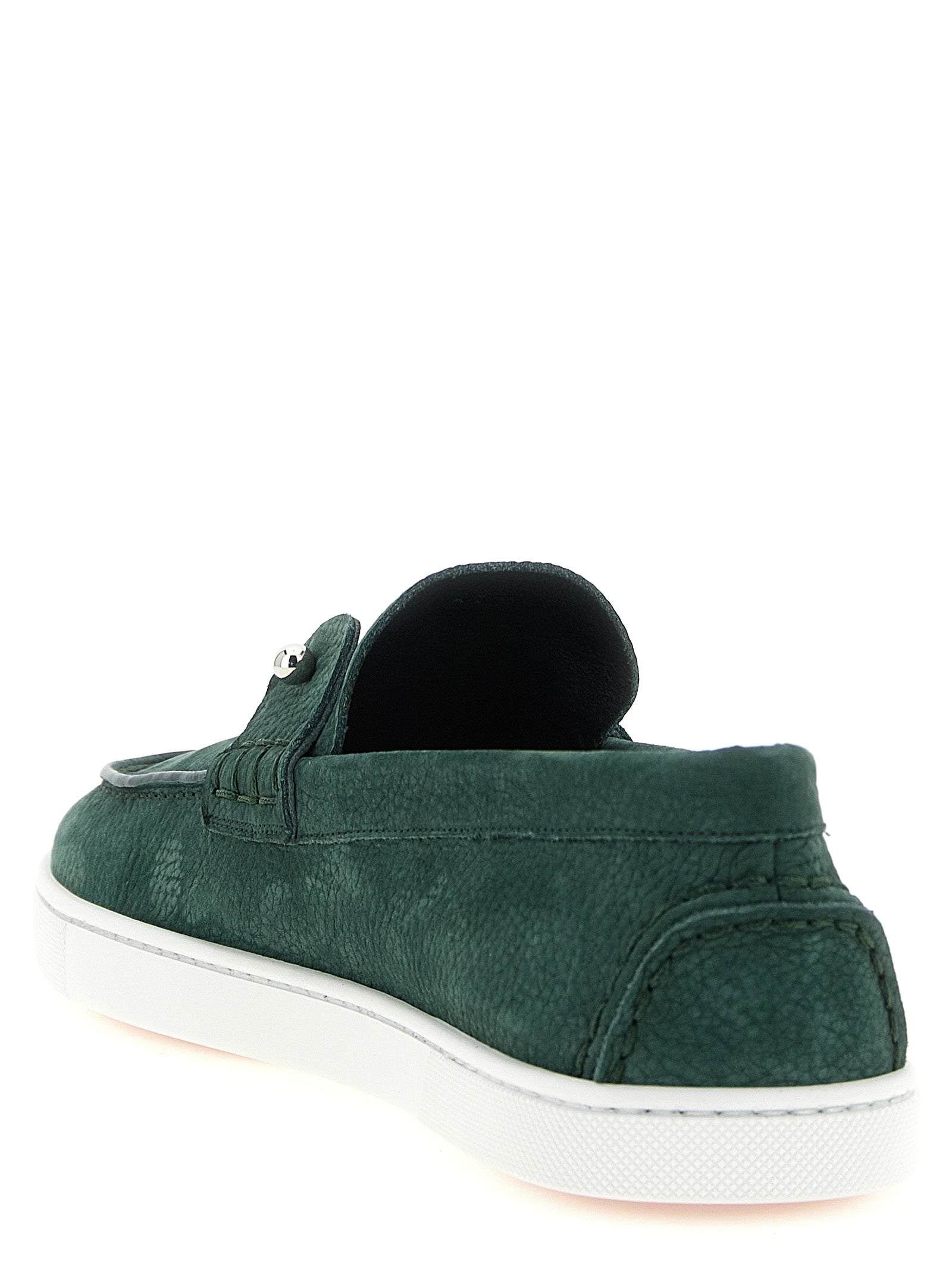 Christian Louboutin Green Chambeliboat Slip-On Loafers Leather