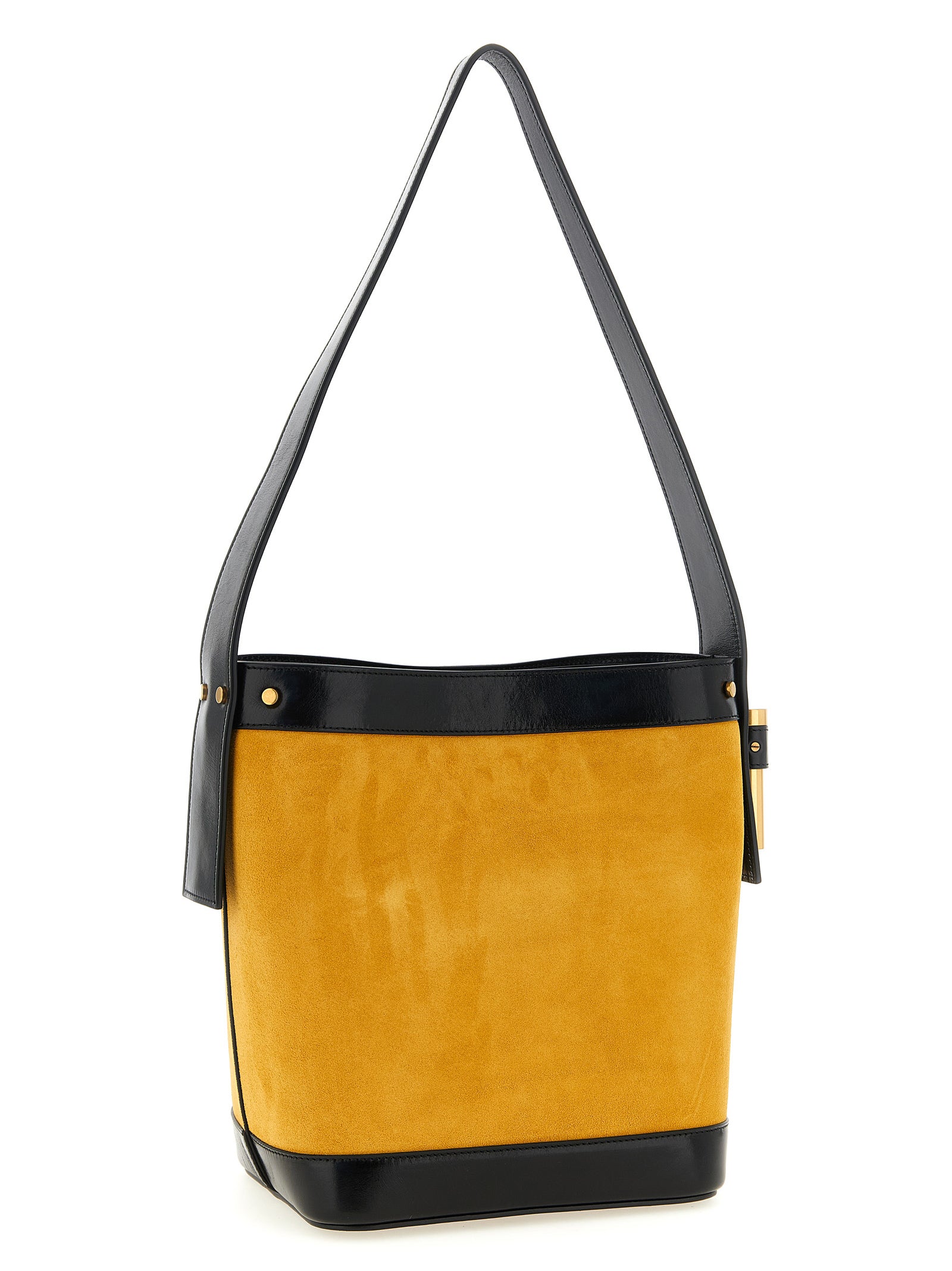 Versace Yellow Pivot Small Bucket Leather Shoulder Bag