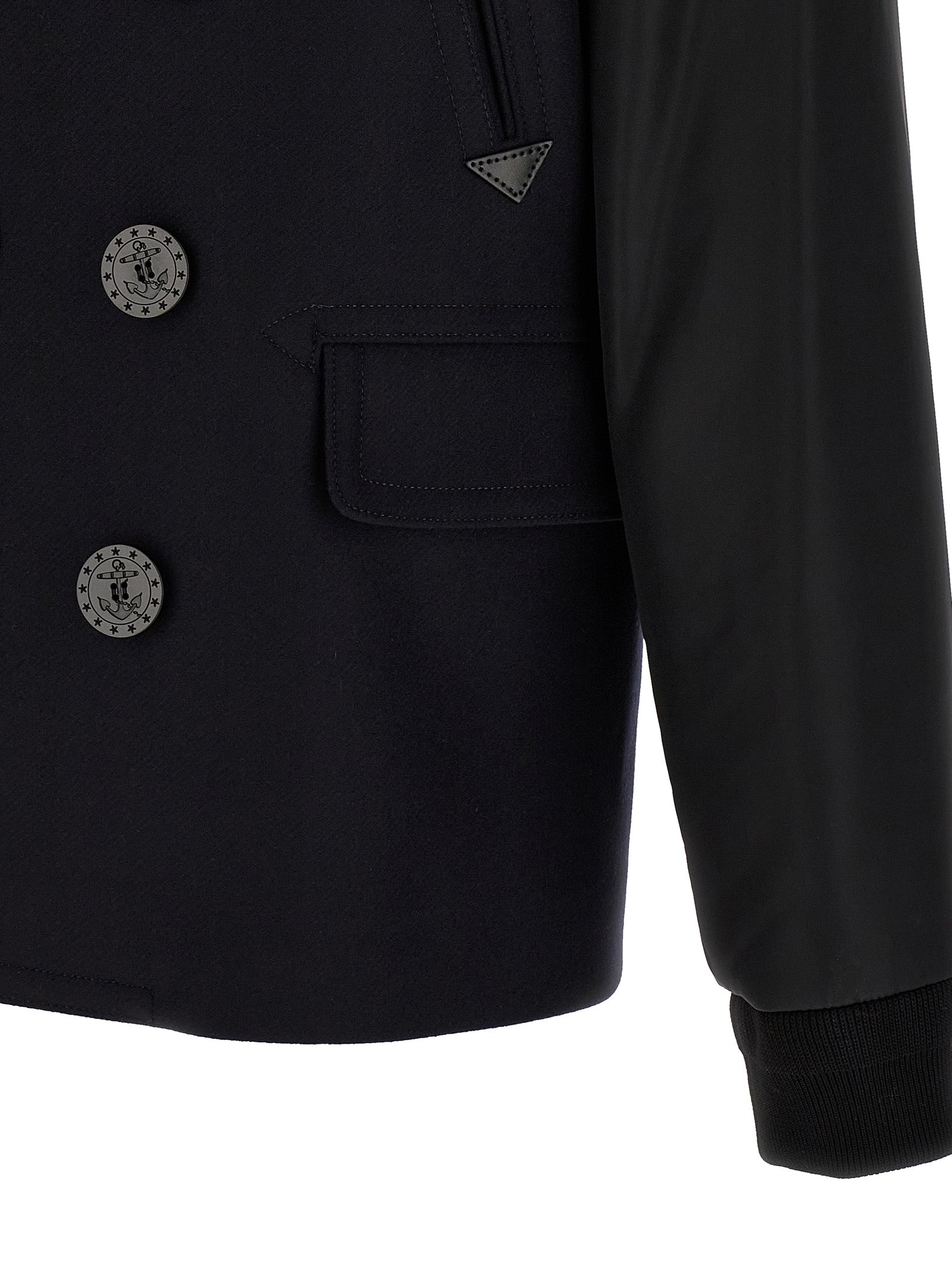 DSQUARED2 Blue Hybrid Peacoat Wool Nylon Coat