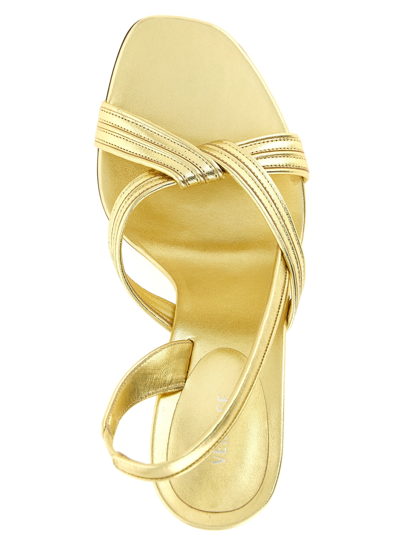 Versace Gold Gianni Lambskin Stiletto Heel Sandals