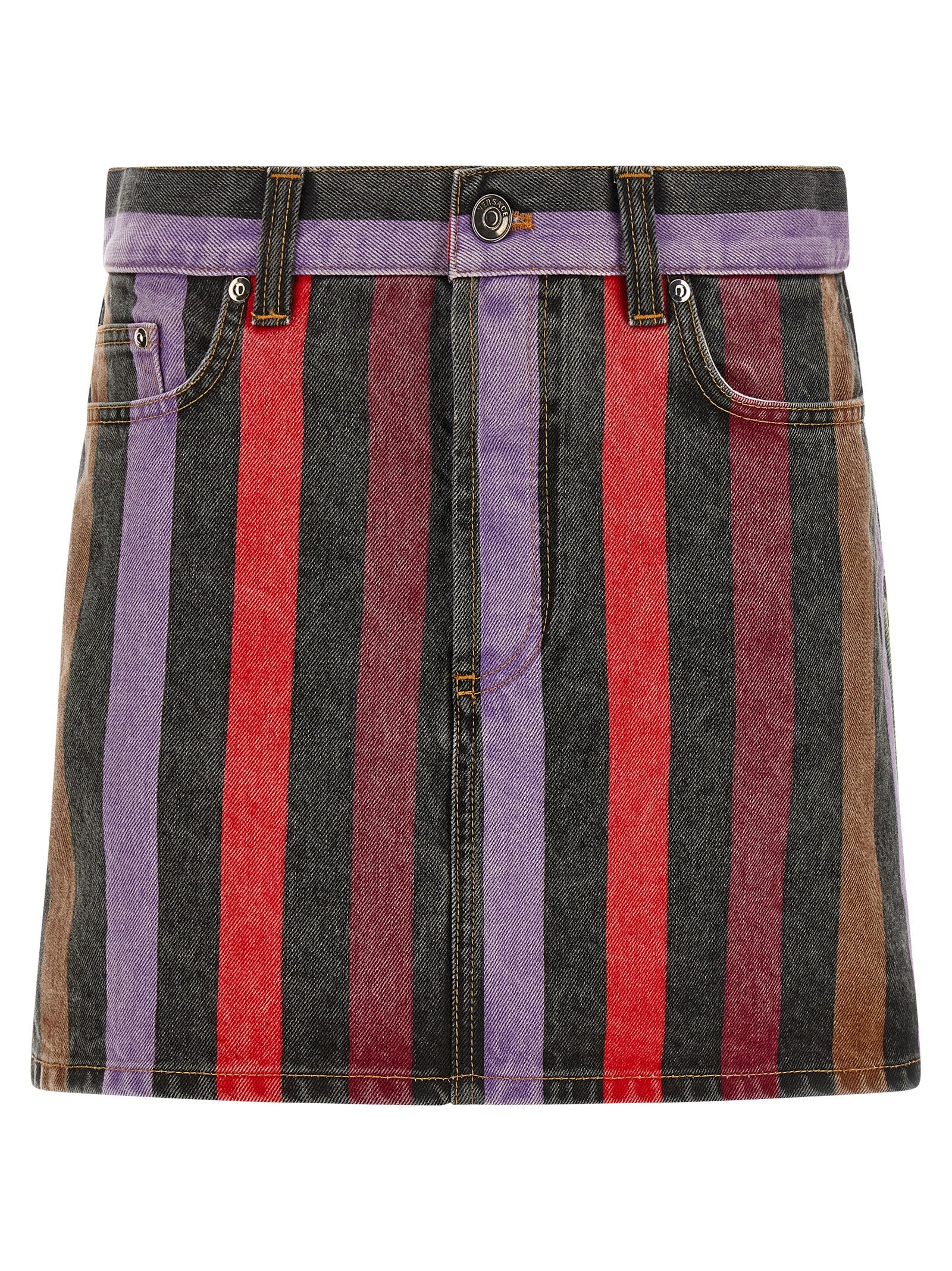 Versace Multicolor Cotton Denim Mini Skirt