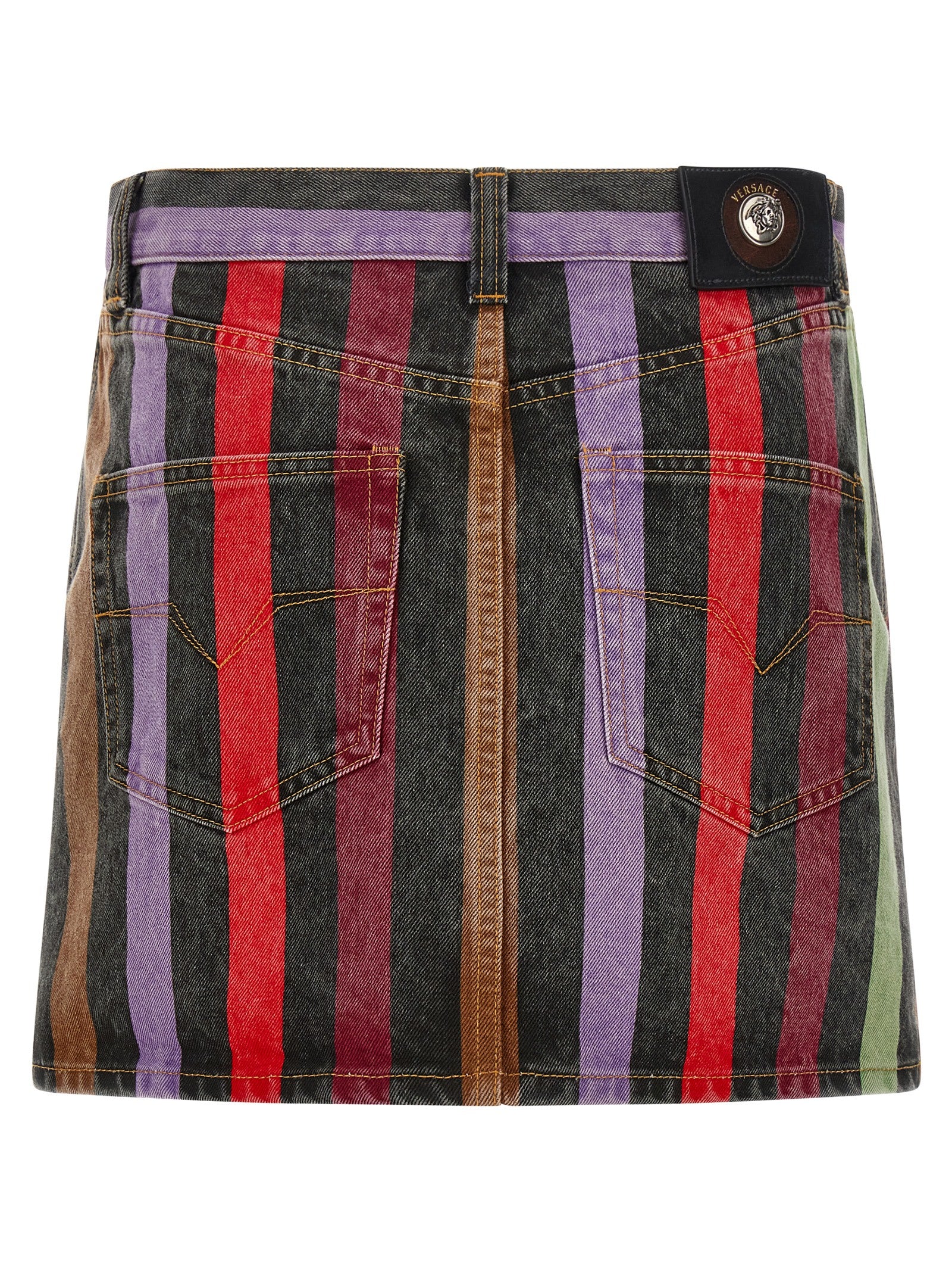 Versace Multicolor Cotton Denim Mini Skirt