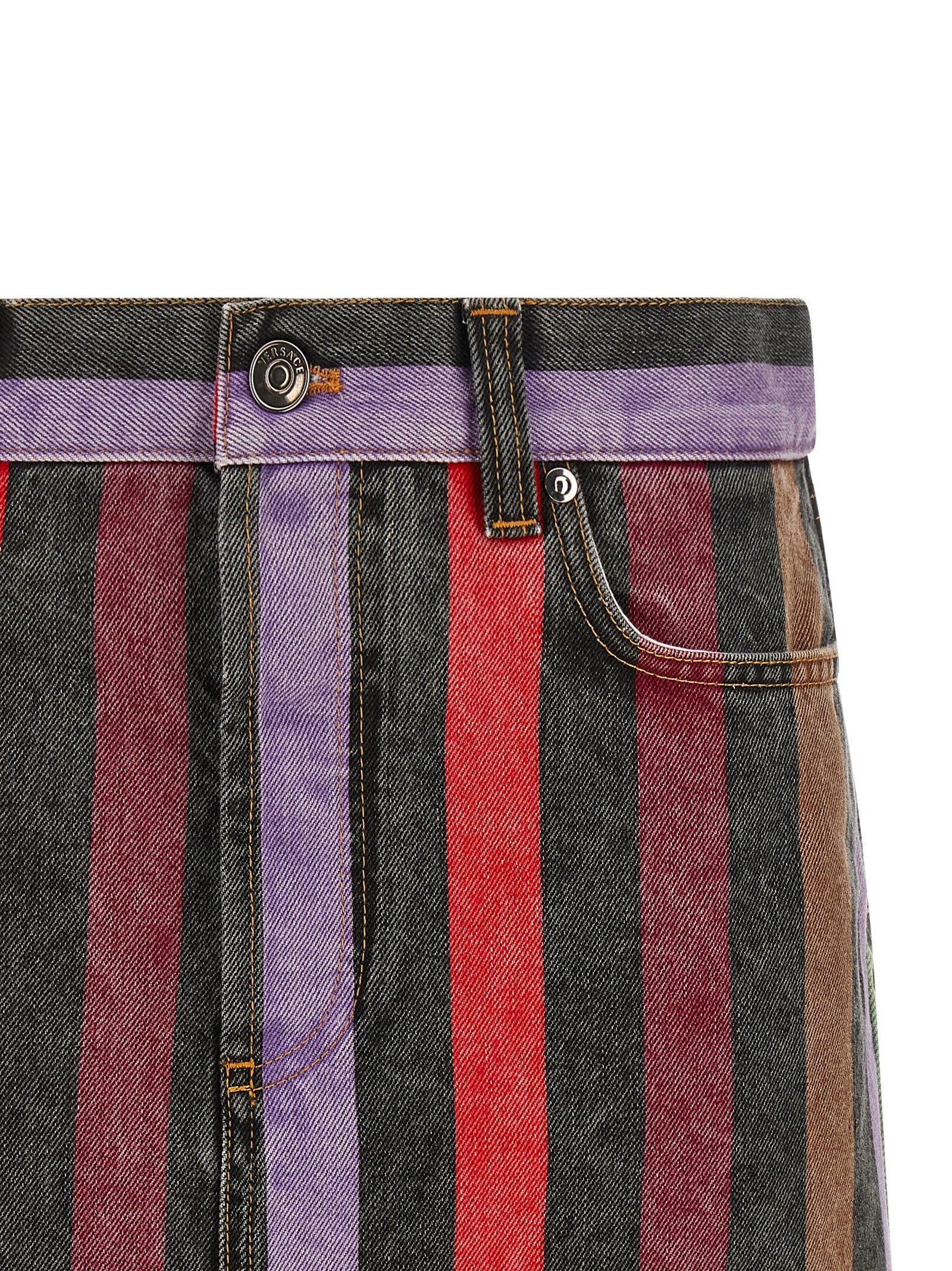 Versace Multicolor Cotton Denim Mini Skirt