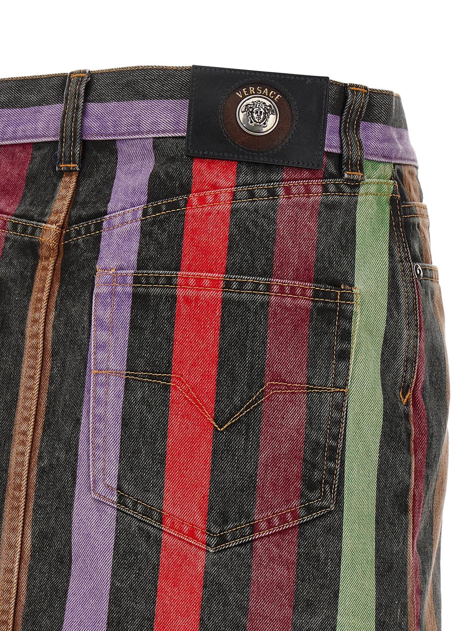 Versace Multicolor Cotton Denim Mini Skirt