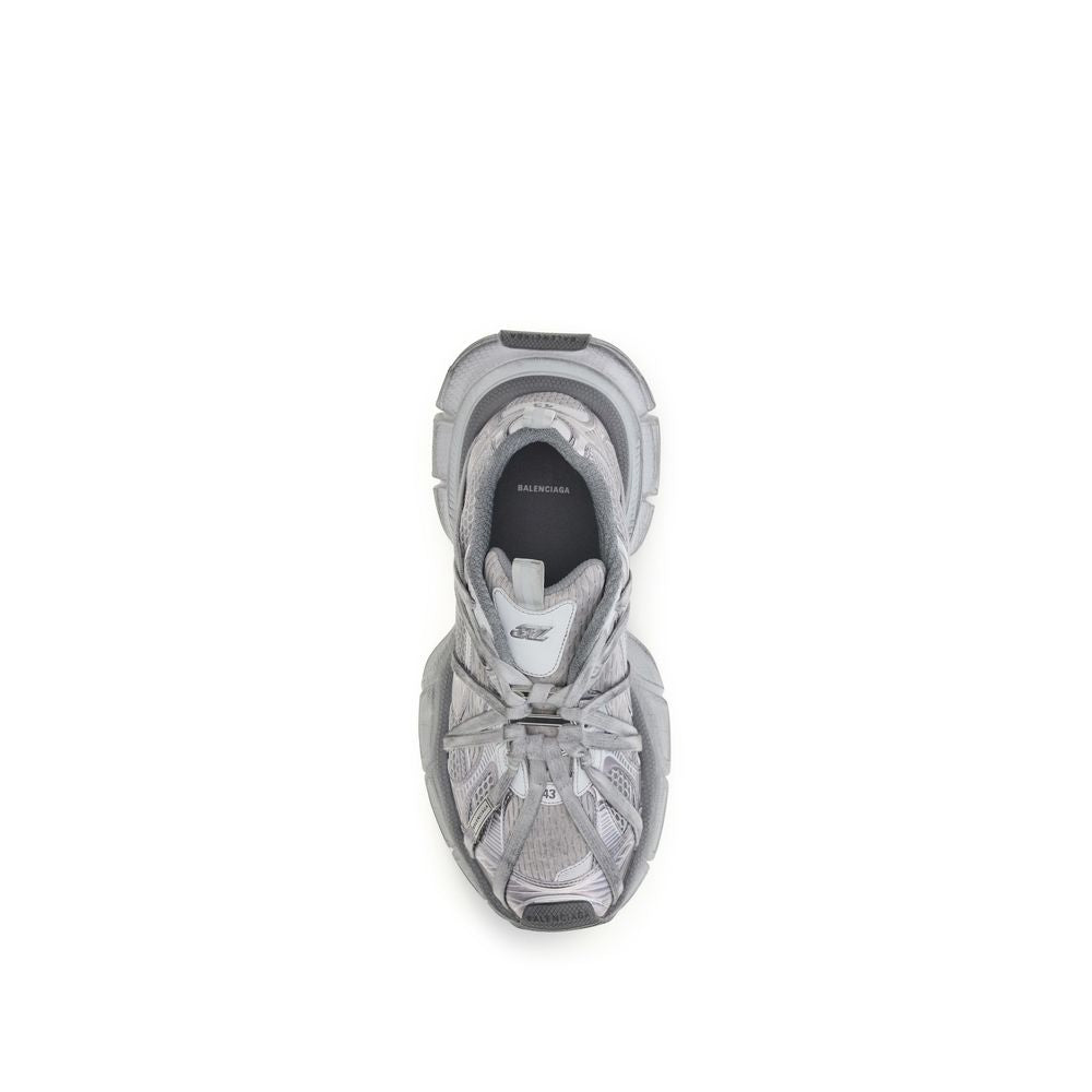 Gray Synthetic Athletic Sneakers with Chunky Sole