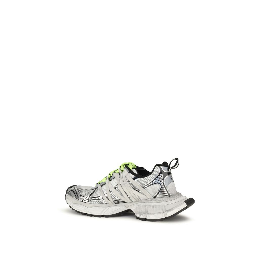 Gray Synthetic Athletic Sneakers with Worn-Effect Finish