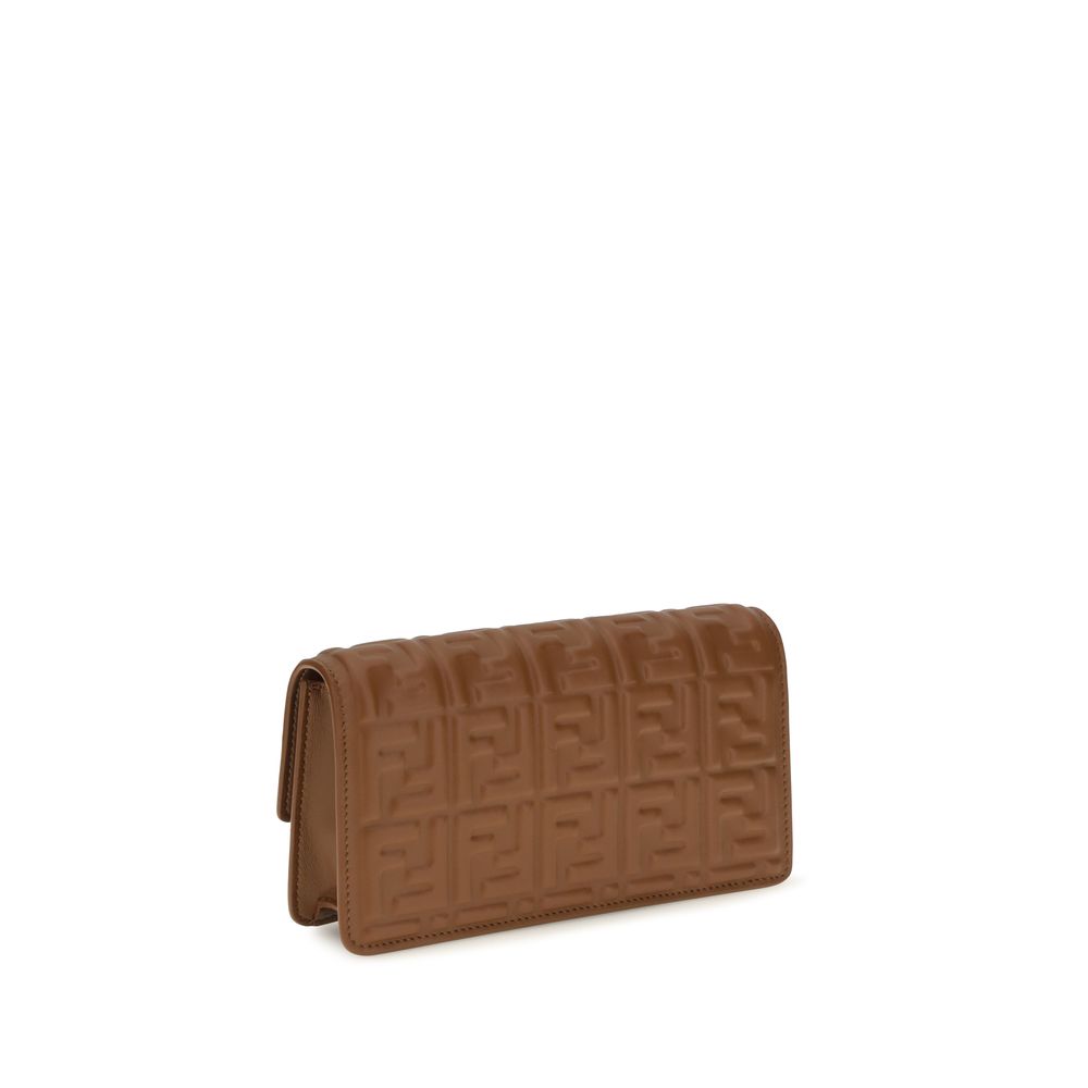 Brown Leather Wallet with Gold Chain by Fendi