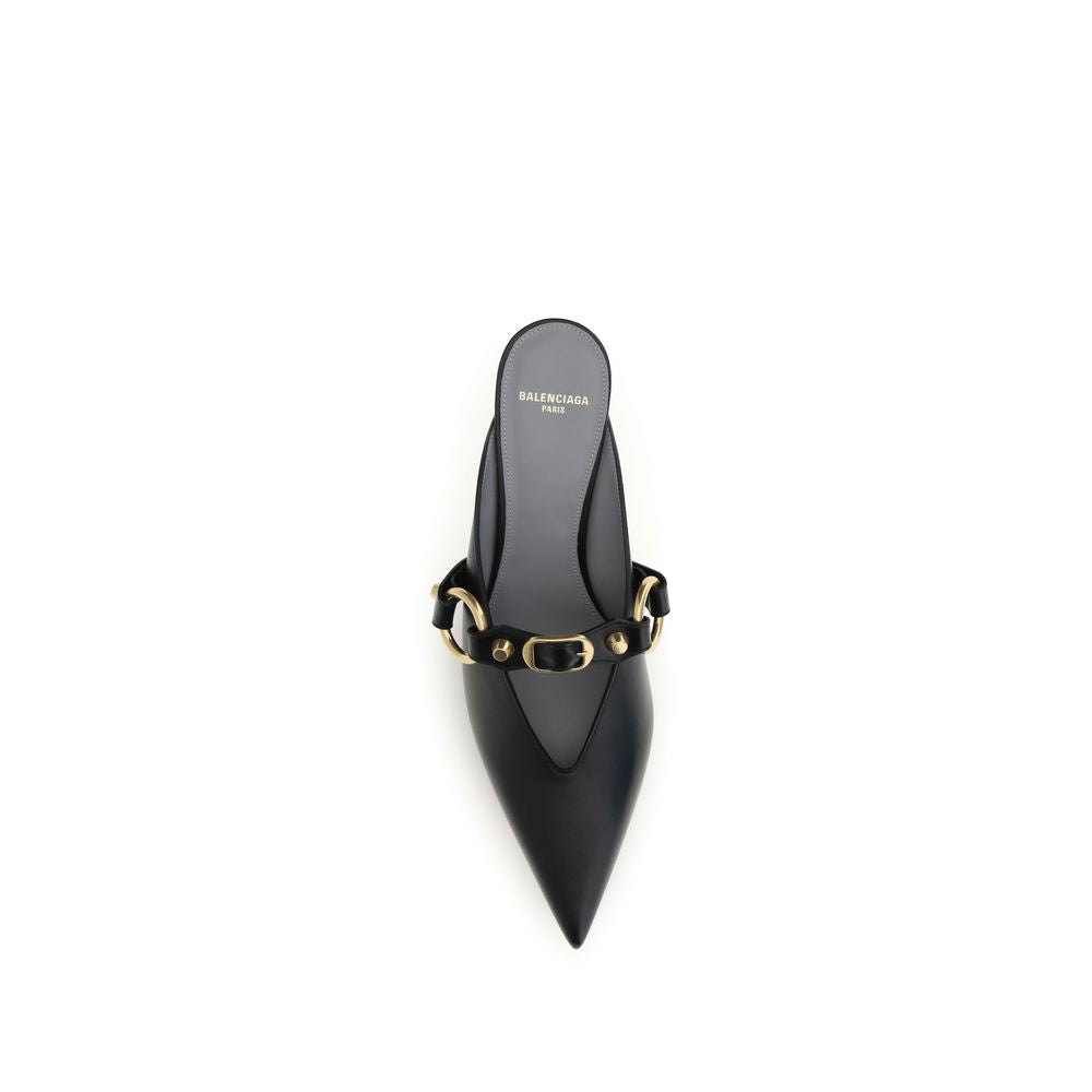 Black Leather Mules with Gold Studs by Balenciaga
