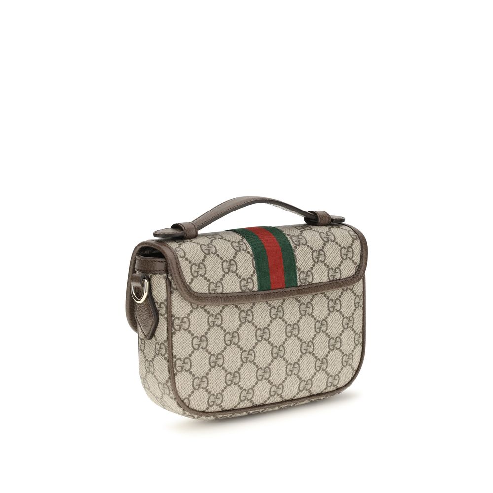 Beige Gucci Ophidia Handbag with Leather Trim