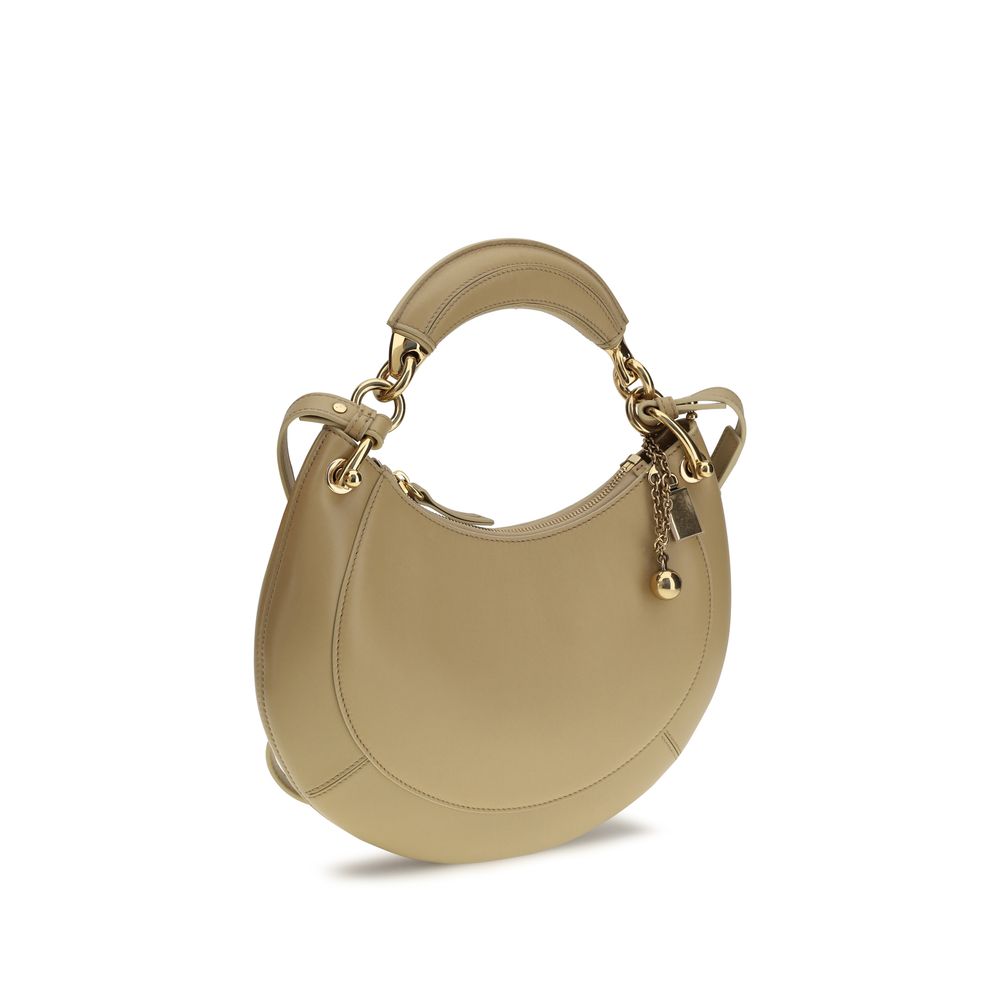 Beige Leather Marcie Shoulder Bag with Adjustable Strap