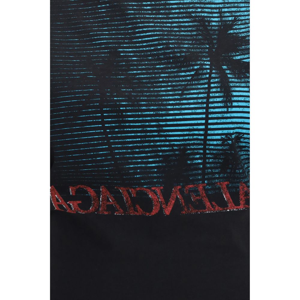 Black Cotton Cropped T-Shirt with Graphic Print