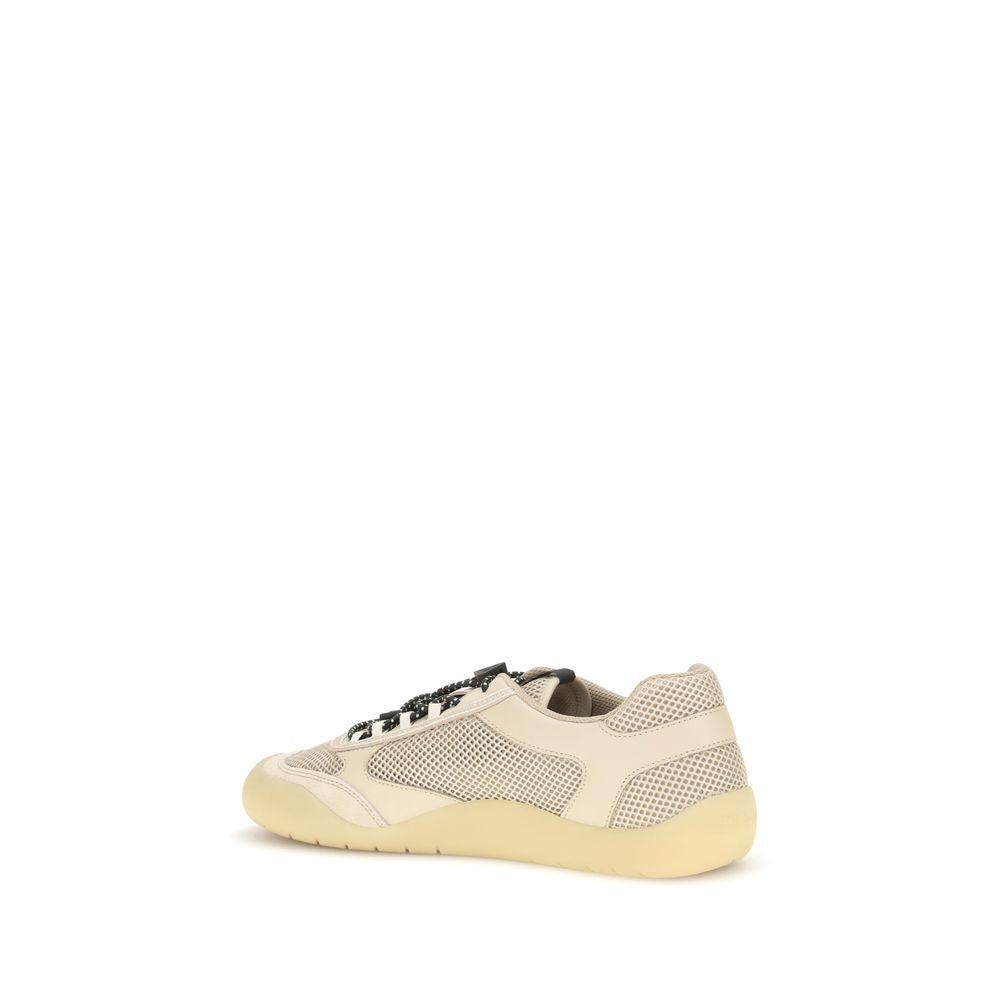 Beige Prada Speedrock Leather-Trim Sneakers