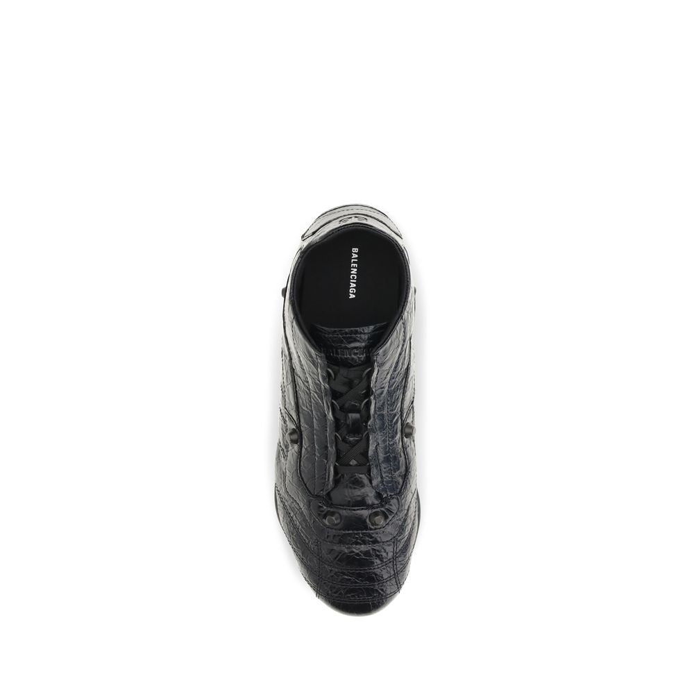 Black Leather Athletic Sneakers with Brass Studs