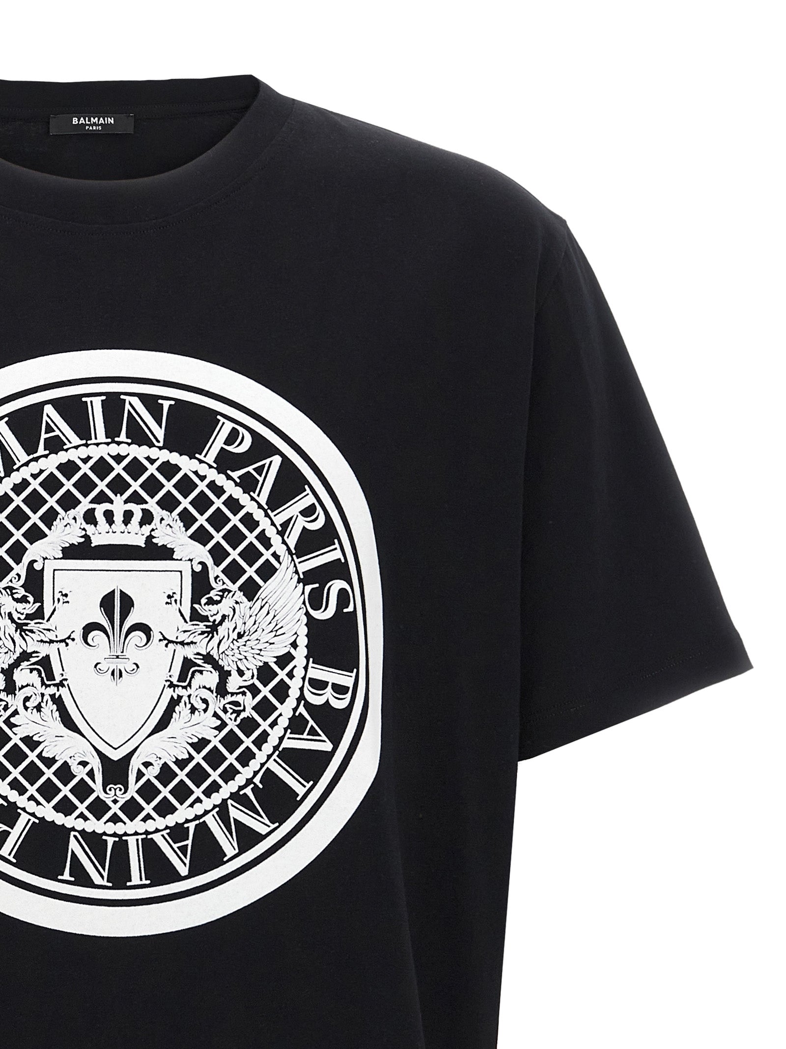 Balmain White Black Organic Cotton T-Shirt