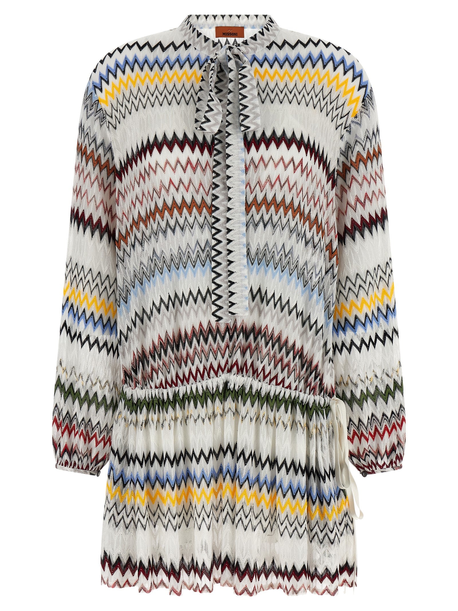 MISSONI White Viscose Cotton Mini Dress