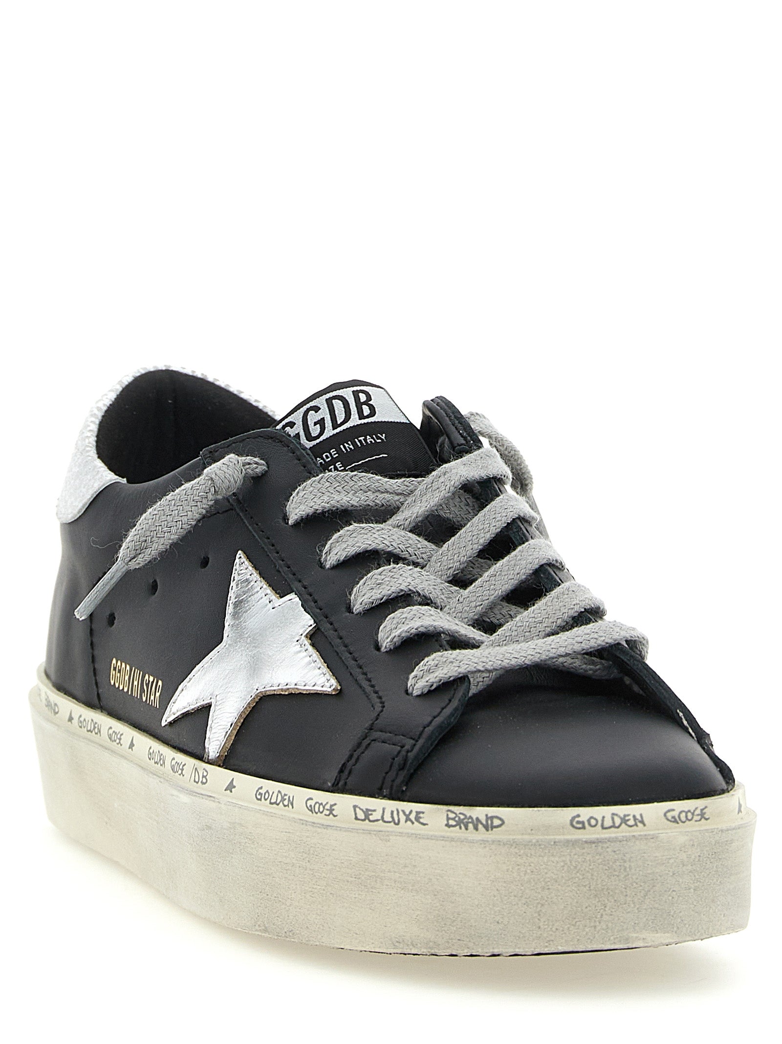 Golden Goose Black Hi Star Leather Sneakers